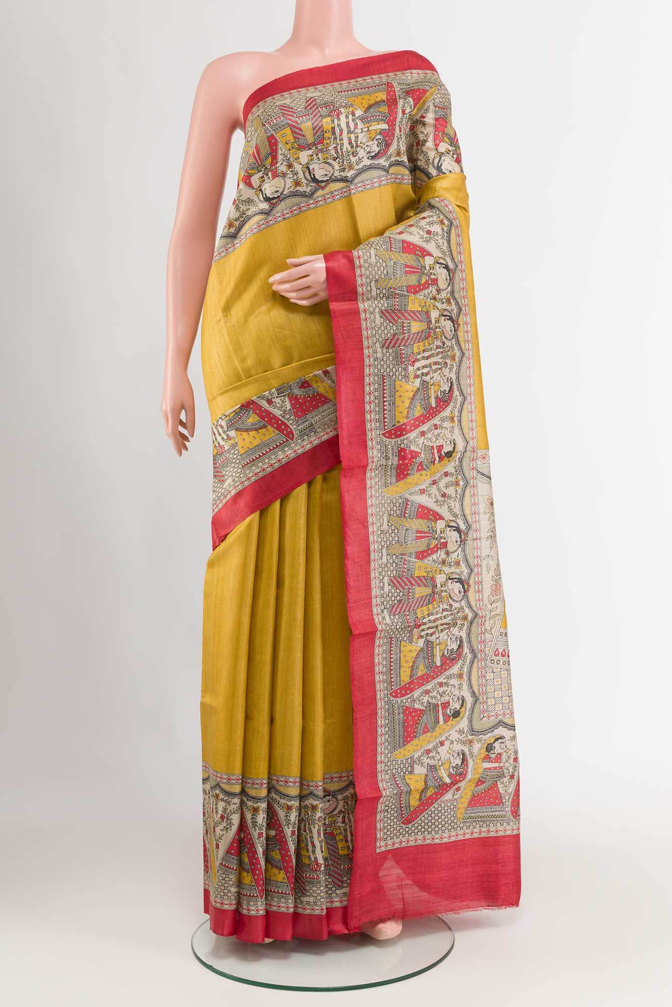 Maroon Bhagalpuri Tussar Silk Saree