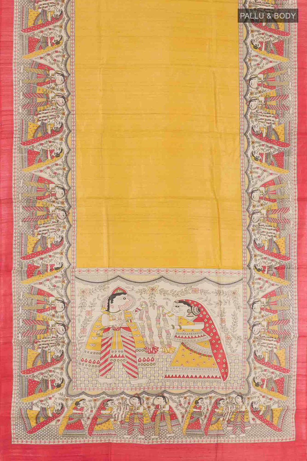 Maroon Bhagalpuri Tussar Silk Saree