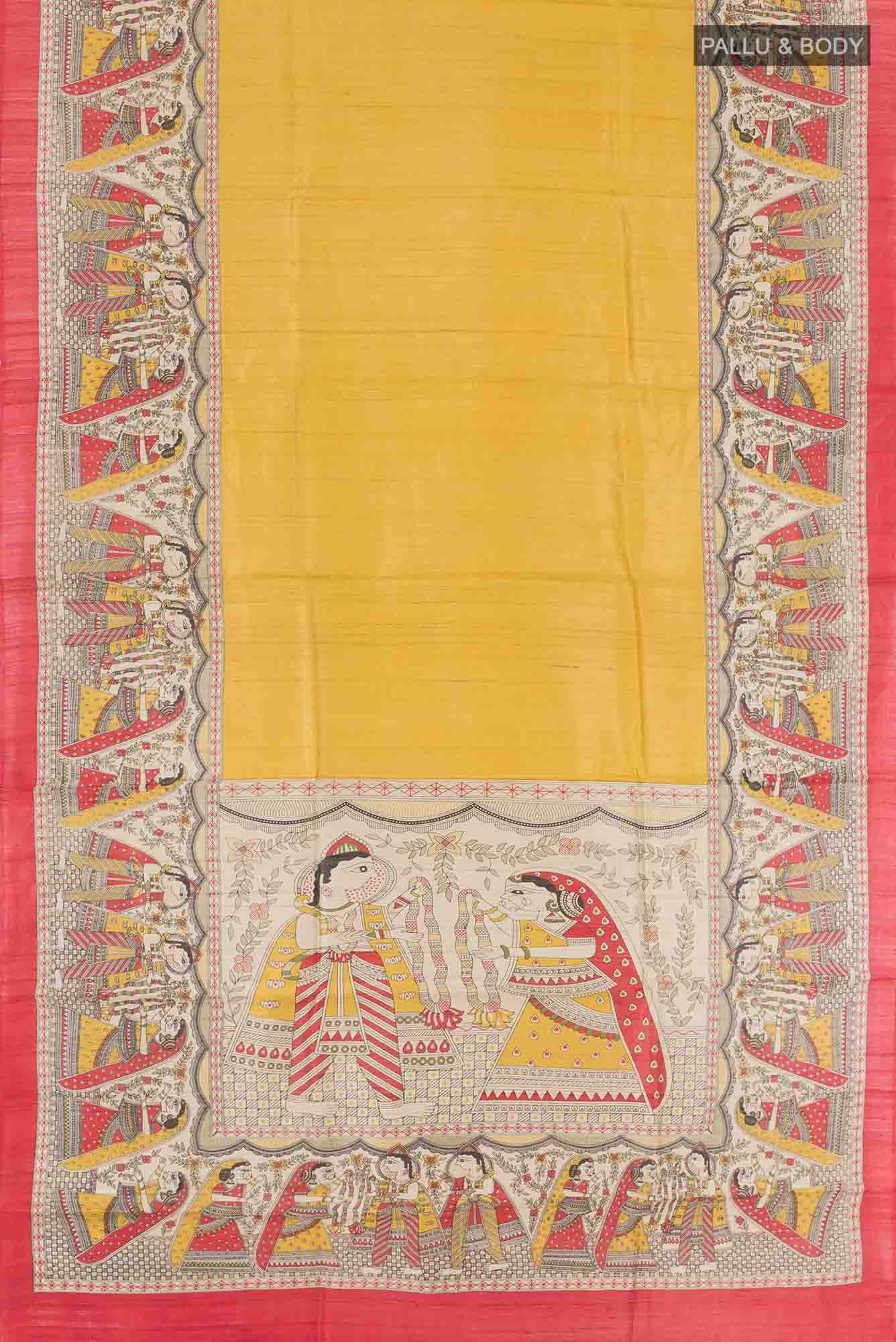 Maroon Bhagalpuri Tussar Silk Saree