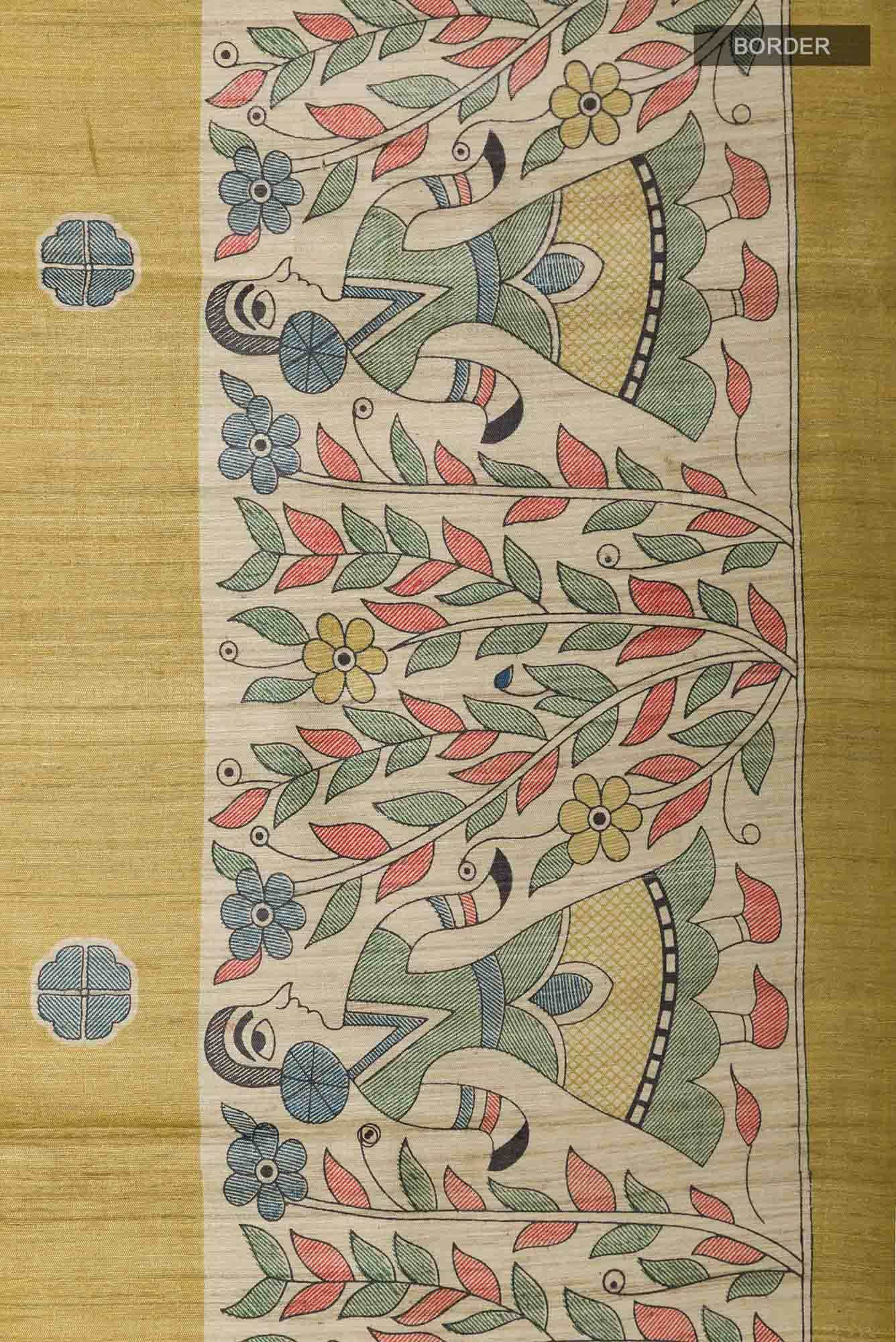 Pista Green Bhagalpuri Tussar Silk Saree