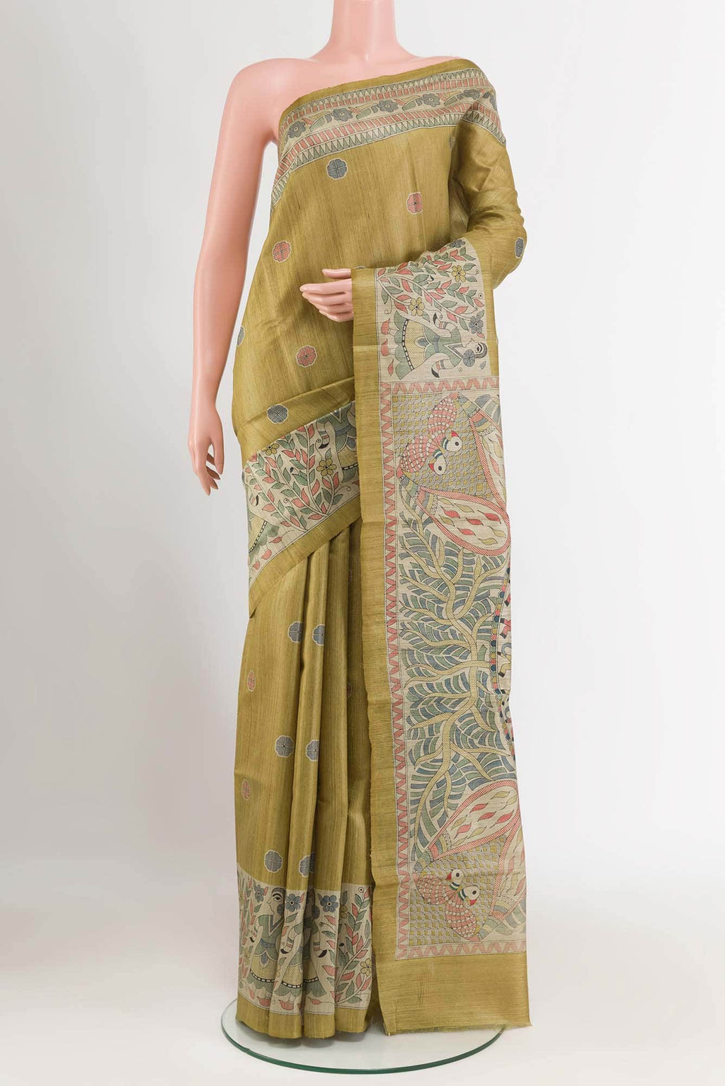 Pista Green Bhagalpuri Tussar Silk Saree