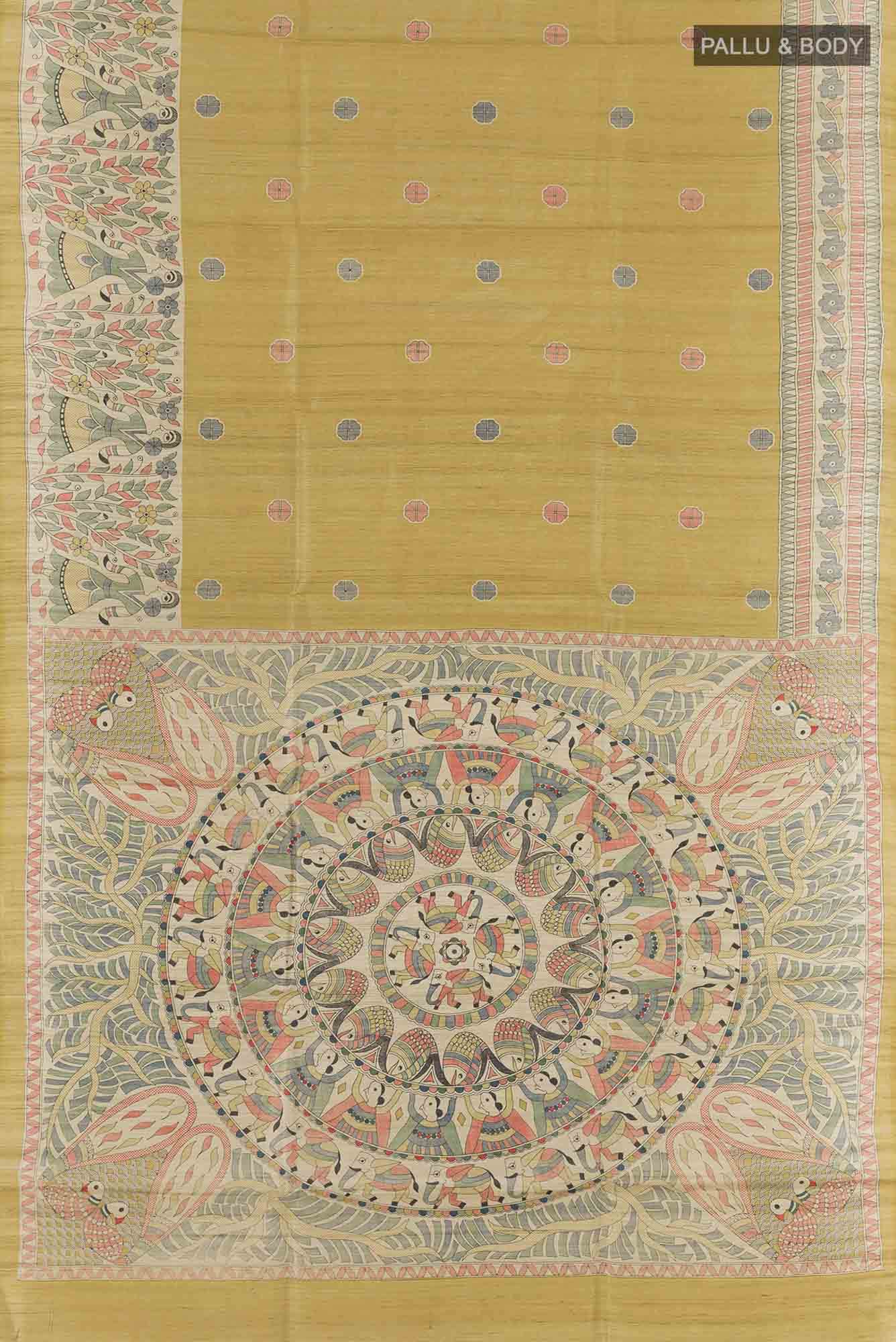 Pista Green Bhagalpuri Tussar Silk Saree
