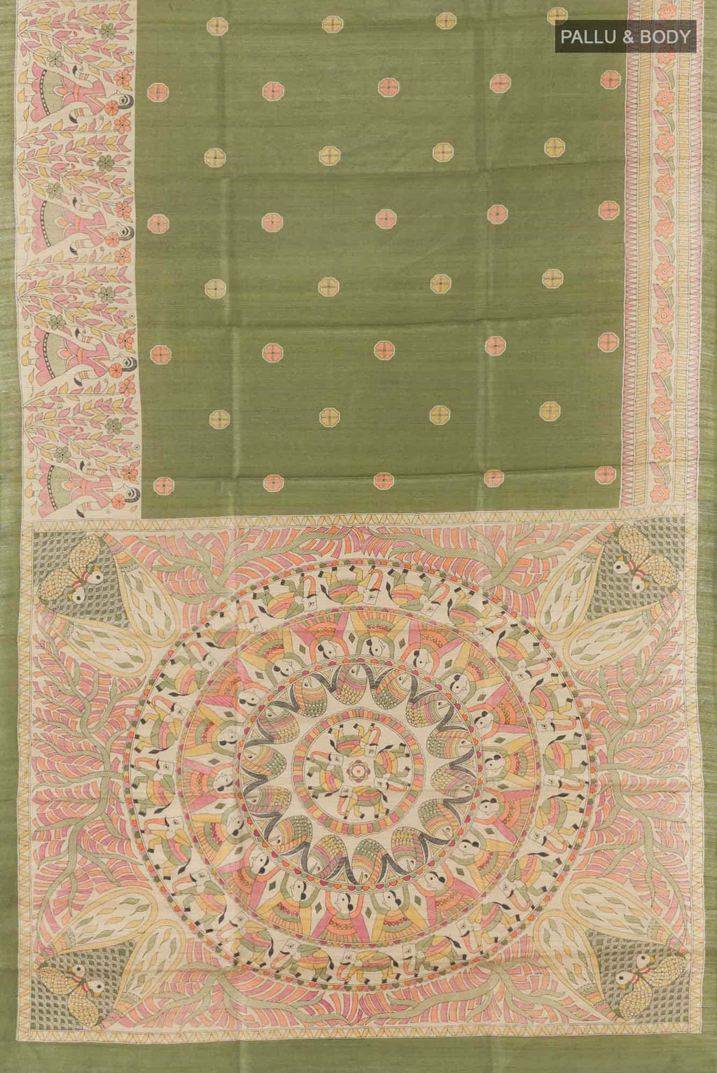 Mehandi Green Tussar Saree