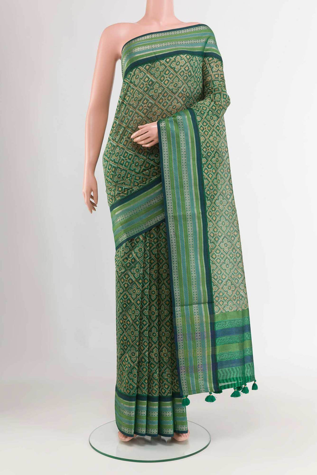Green Maheshwari Silk Saree