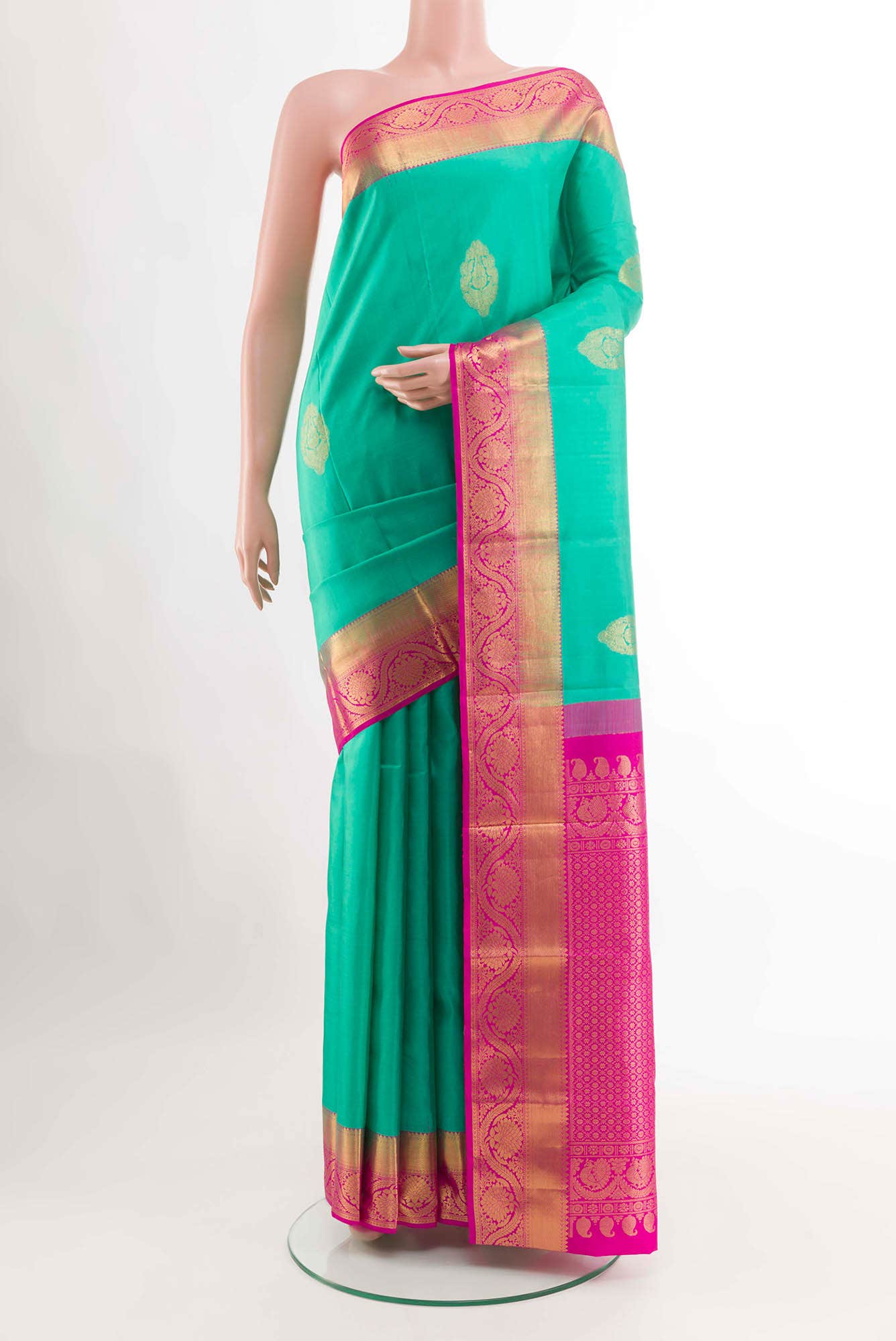 Sea Green Kanchipuram Silk Saree