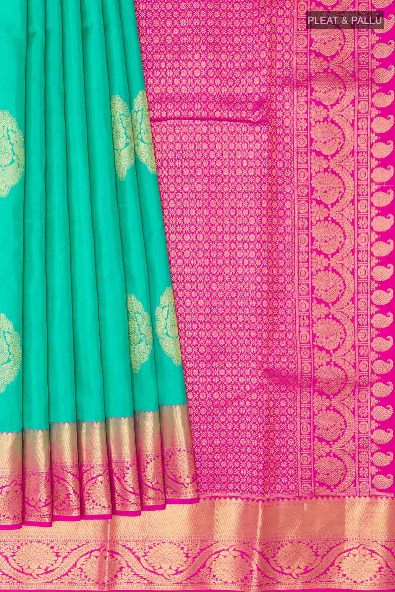 Sea Green Kanchipuram Silk Saree
