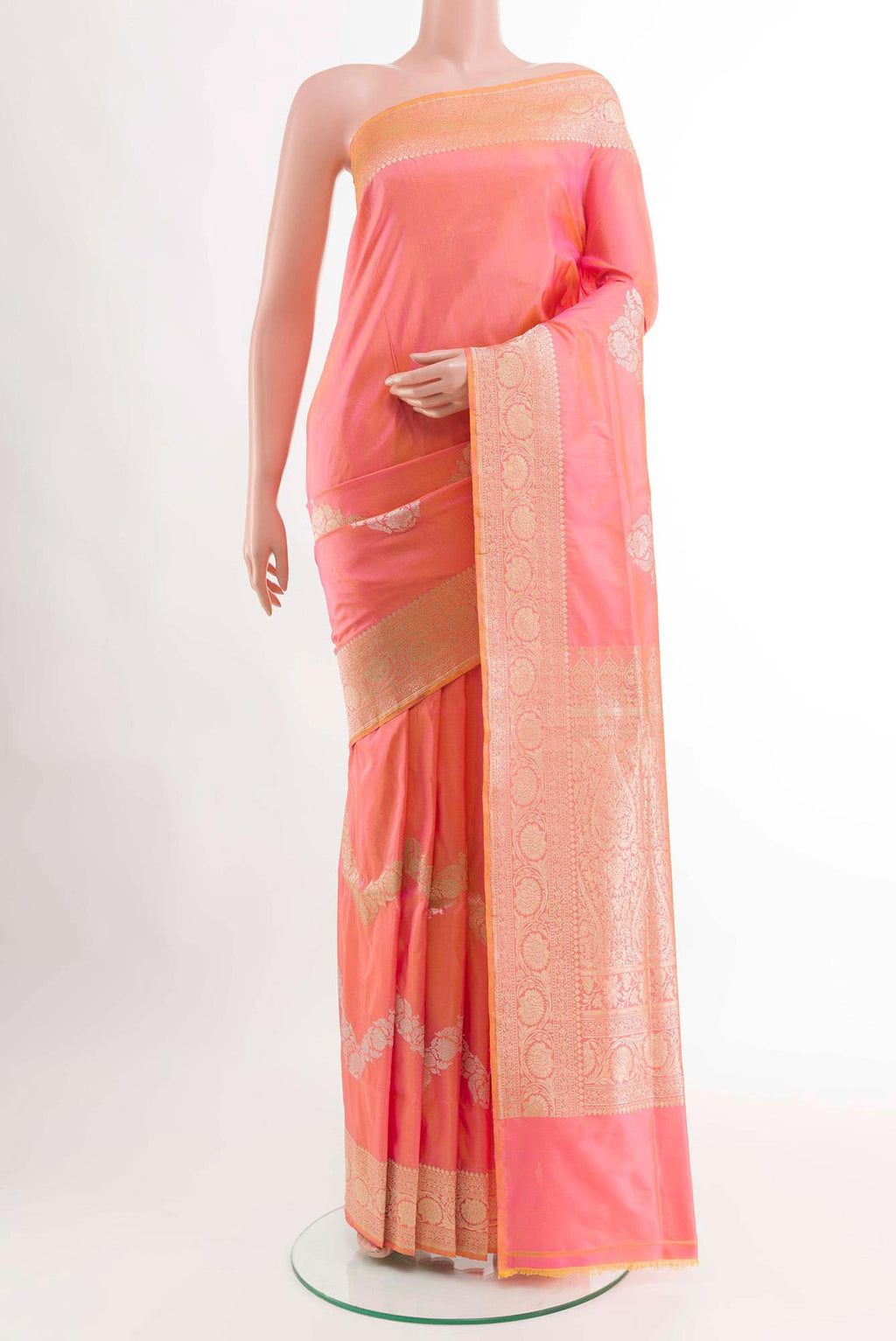 Peach Banarasi Silk Saree