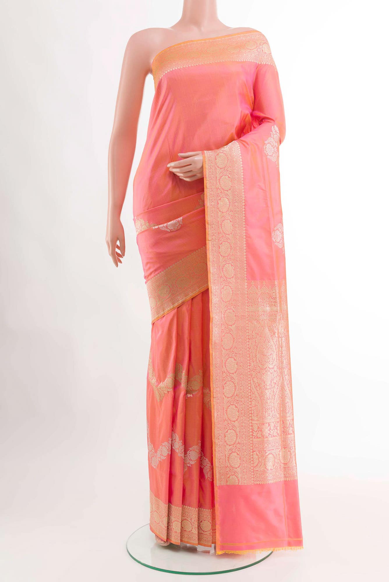 Peach Banarasi Silk Saree