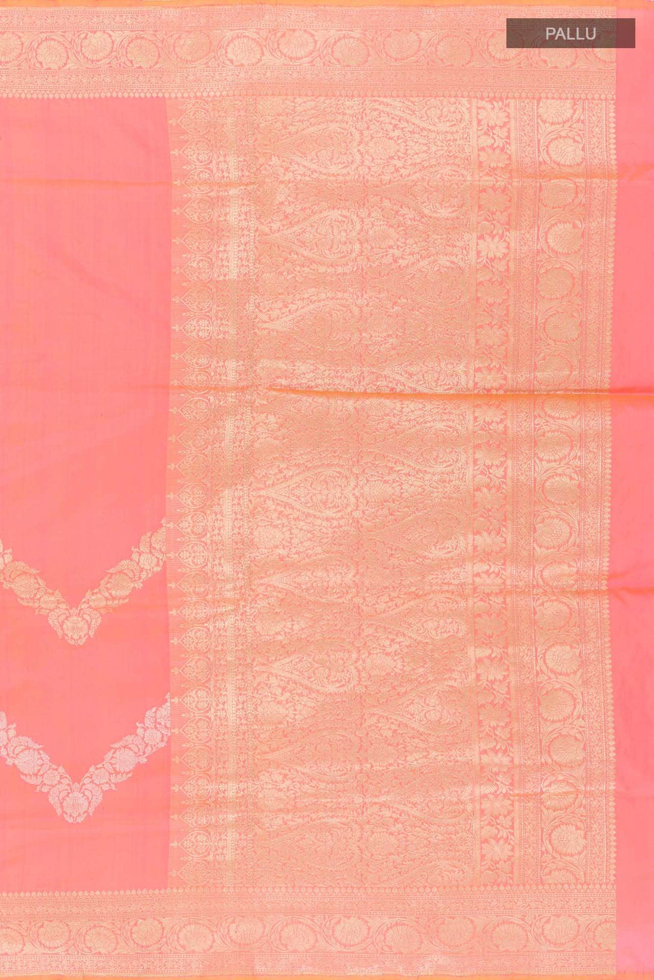 Peach Banarasi Silk Saree