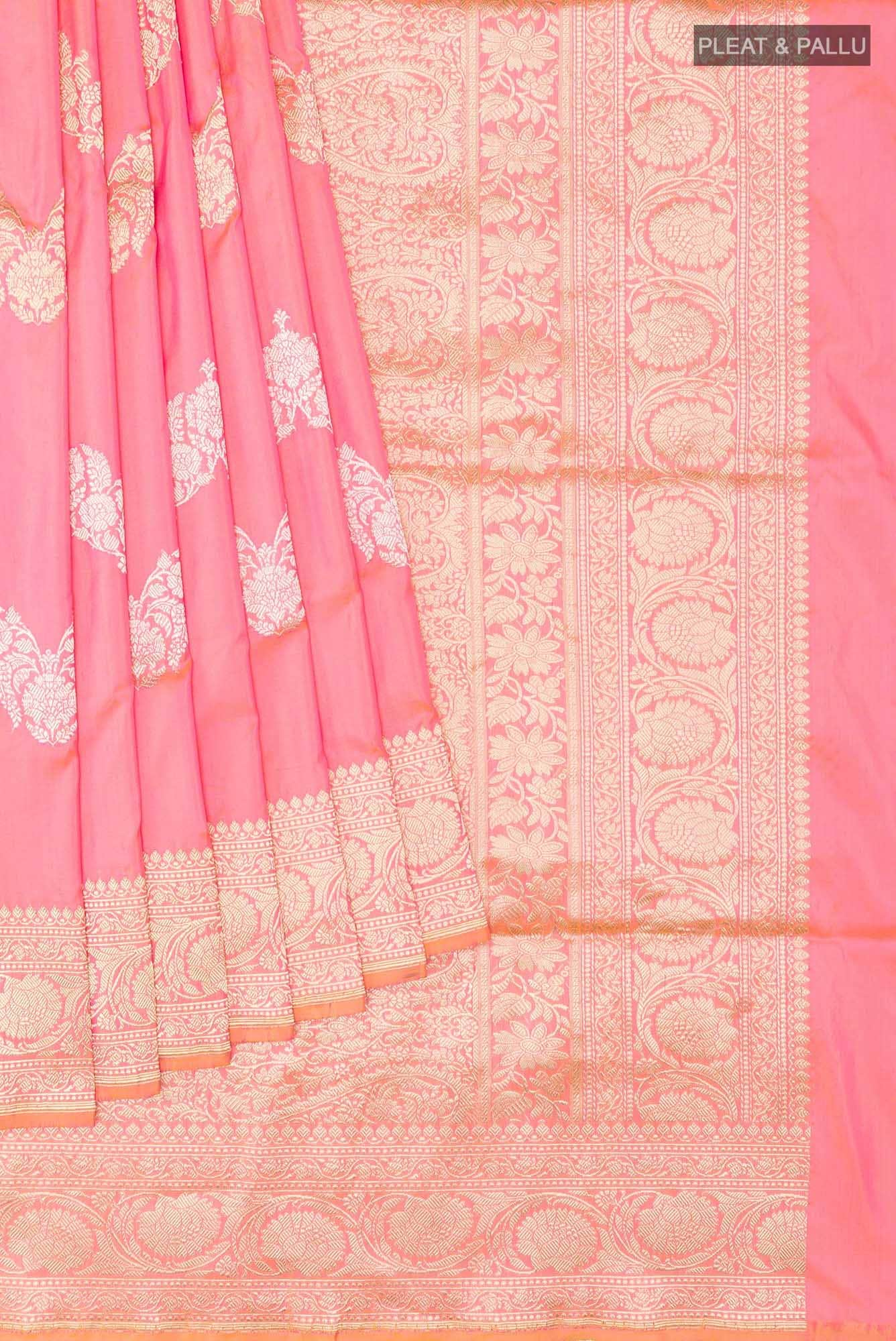 Peach Banarasi Silk Saree