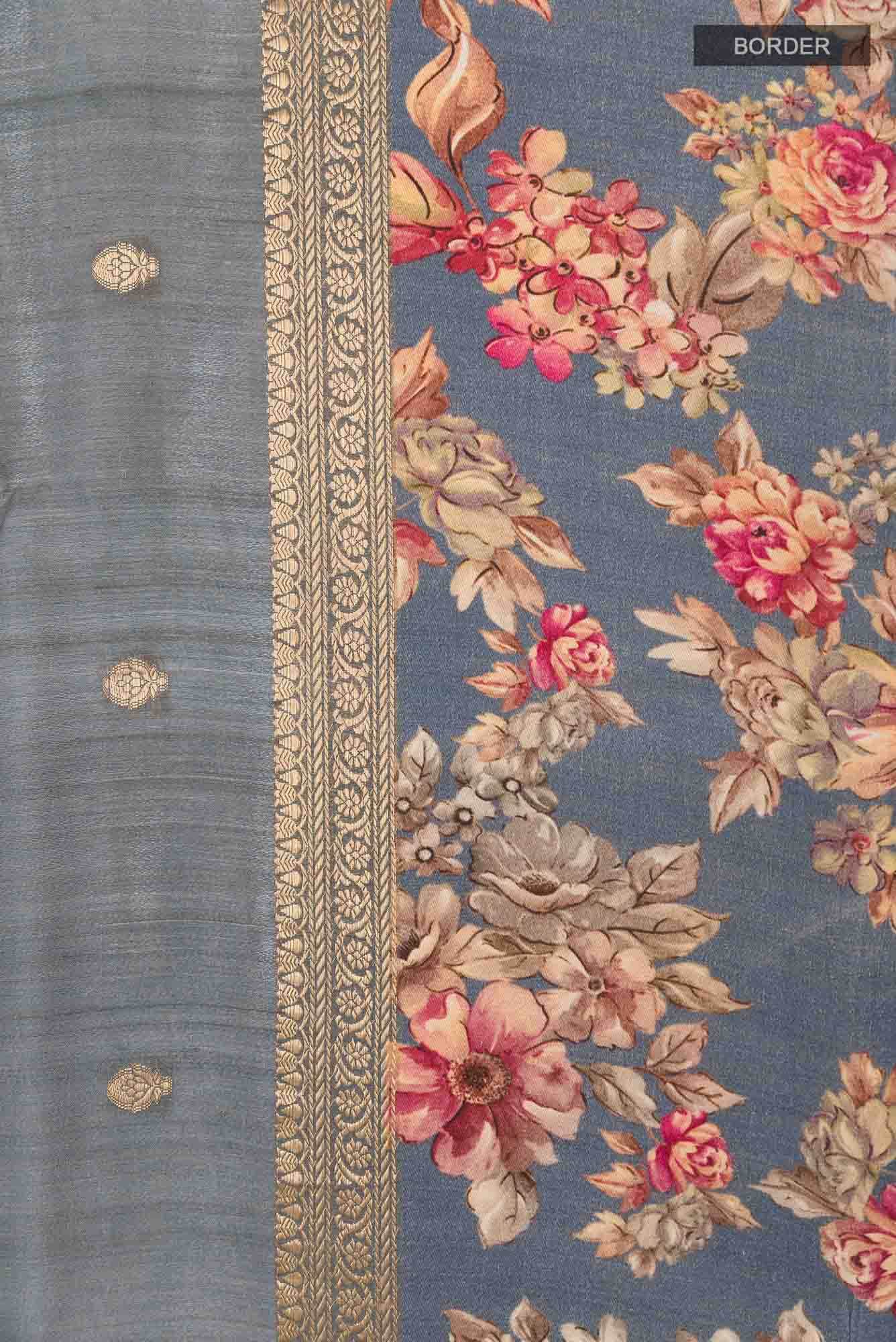 Grey Tussar Saree