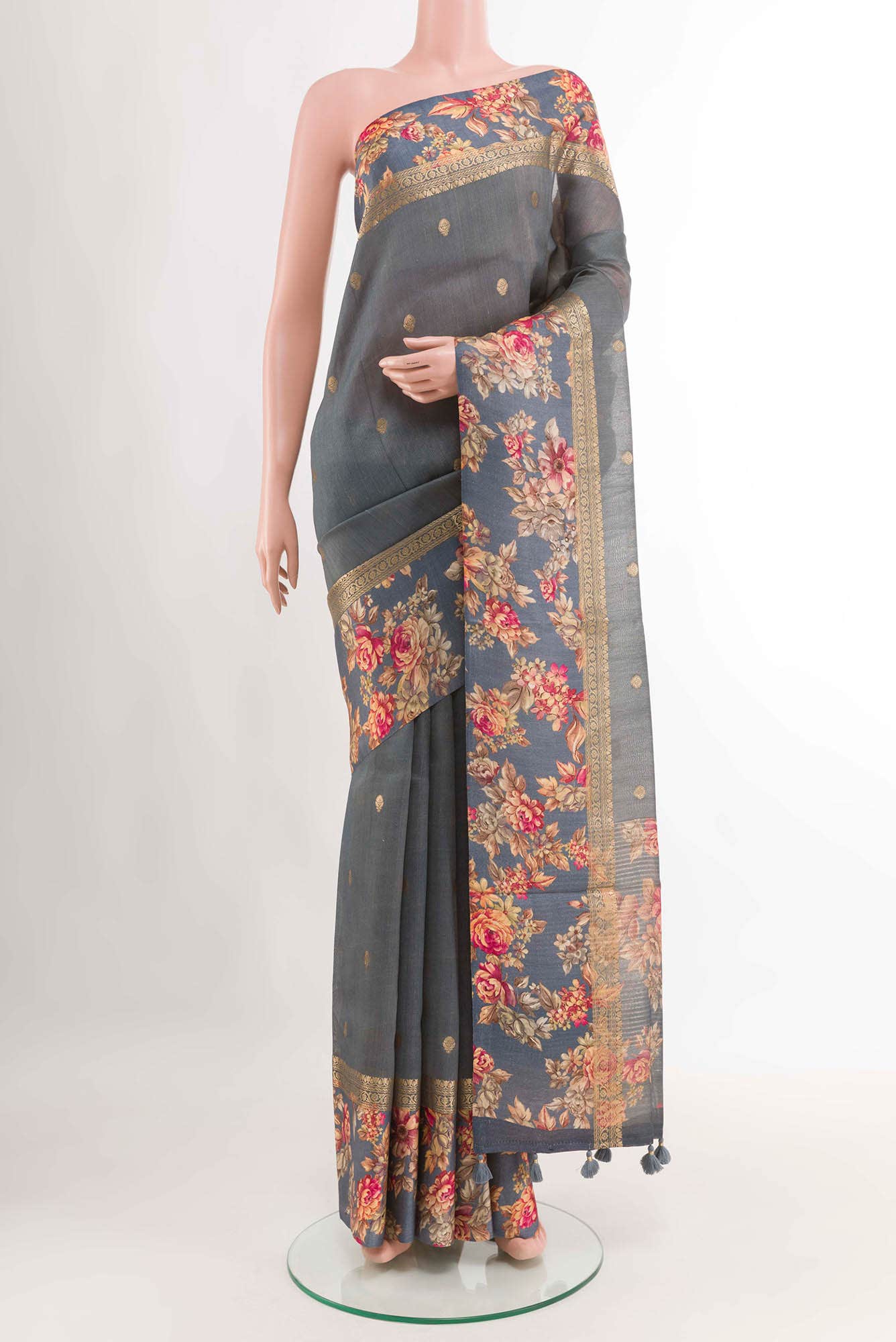Grey Tussar Saree
