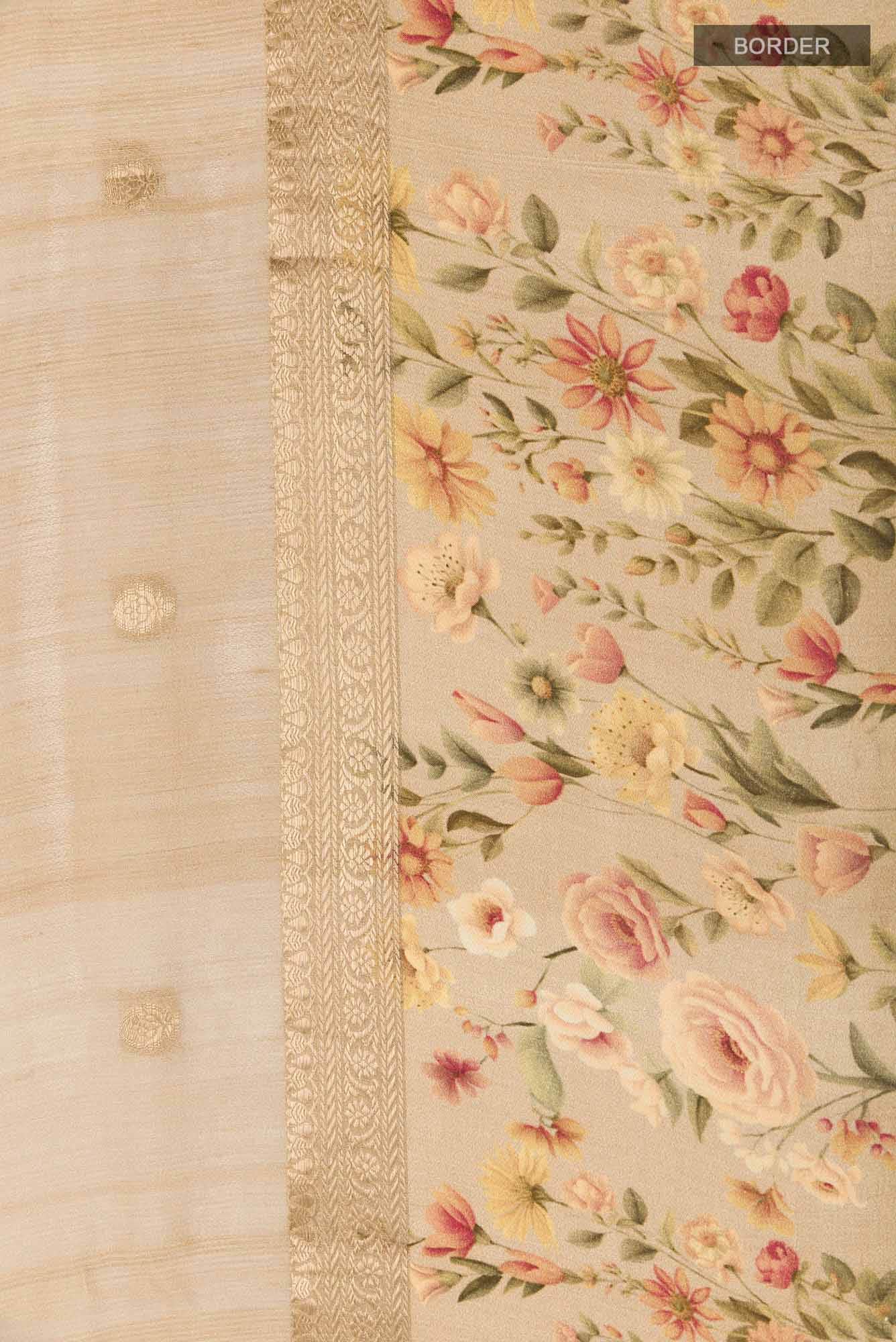 Dark Beige Tussar Saree