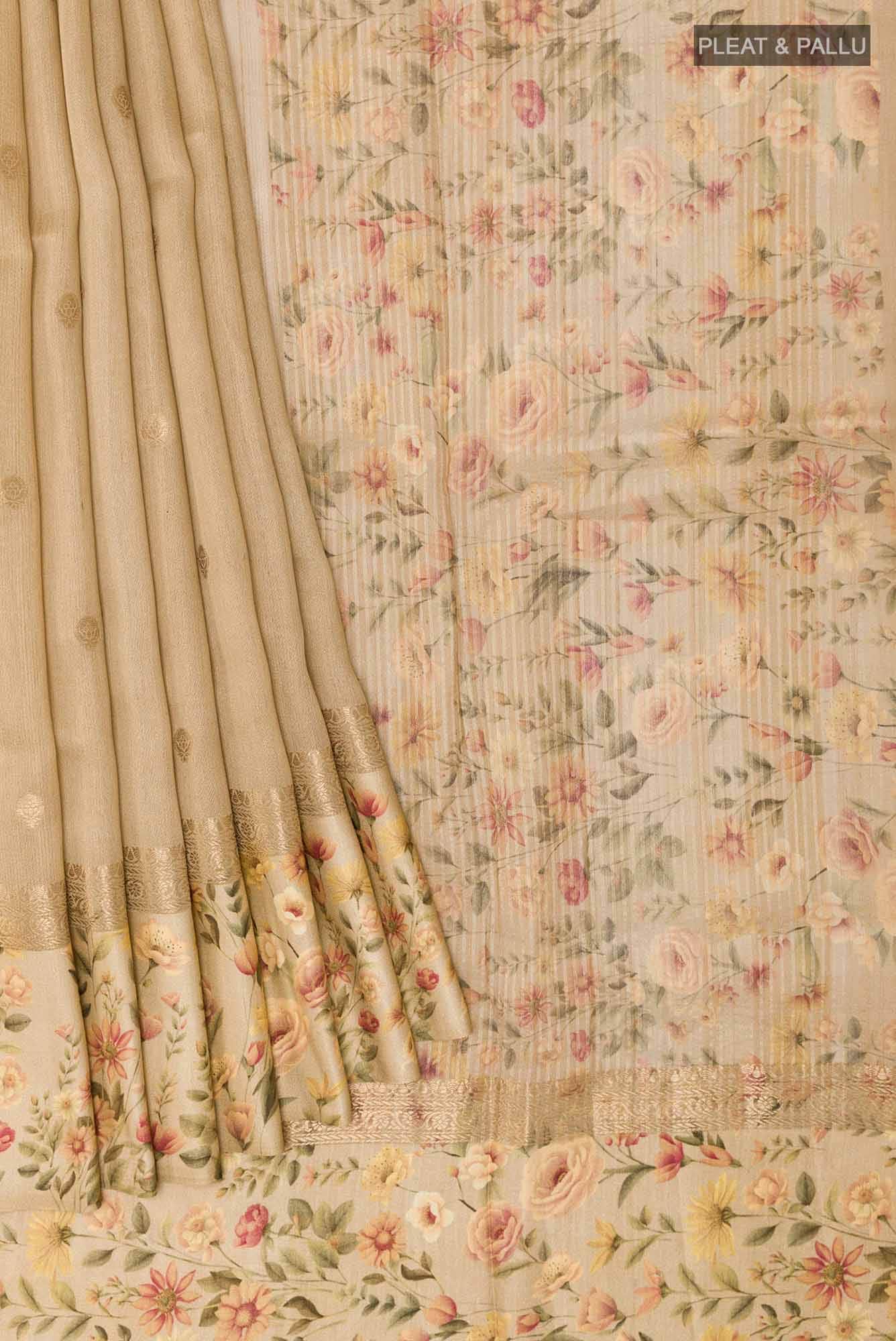 Dark Beige Tussar Saree