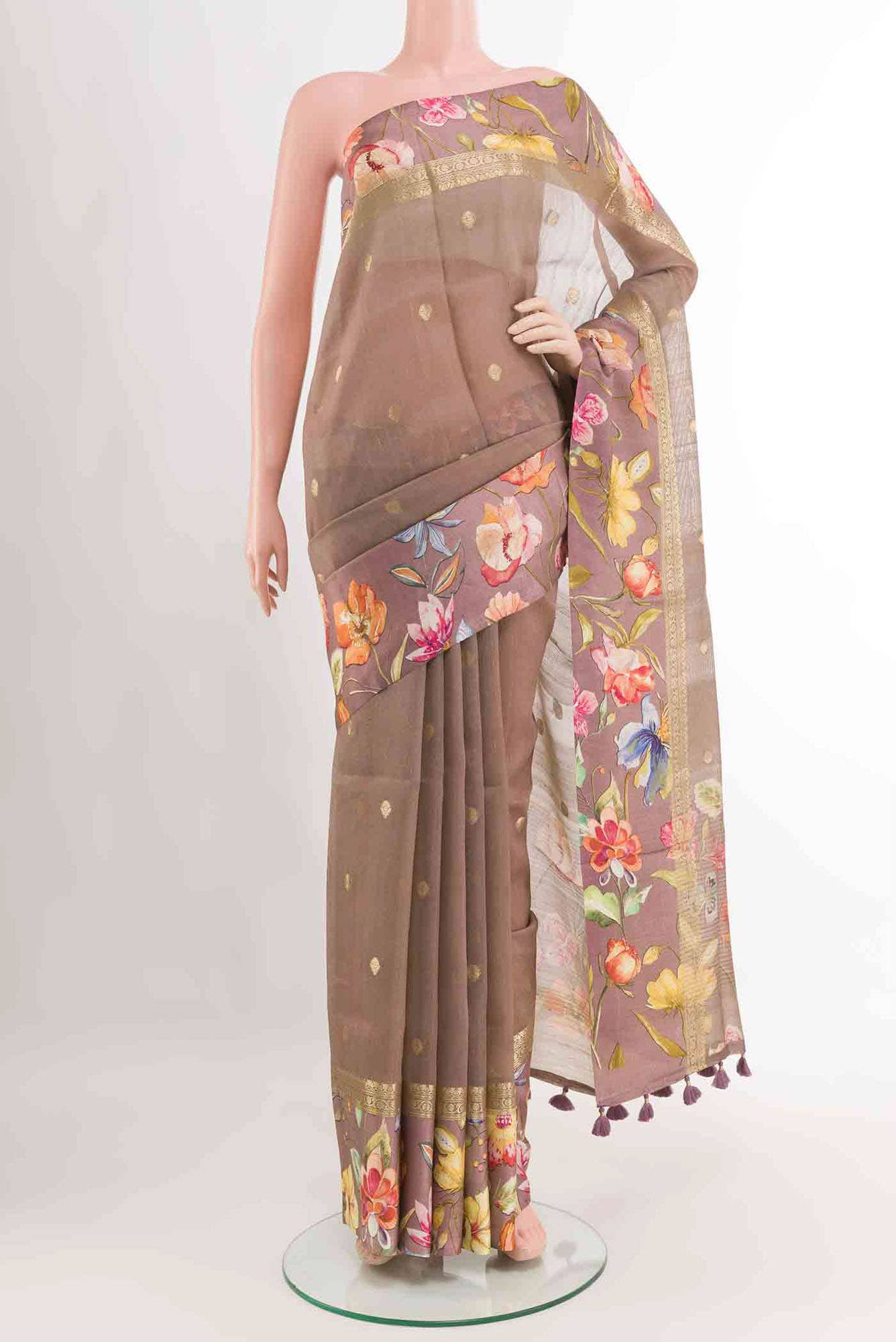 Lilac Tussar Saree