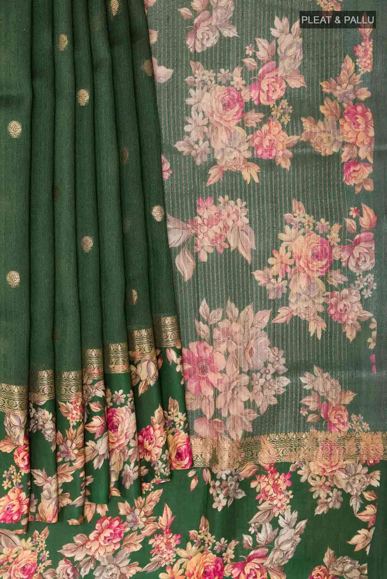 Green Tussar Saree