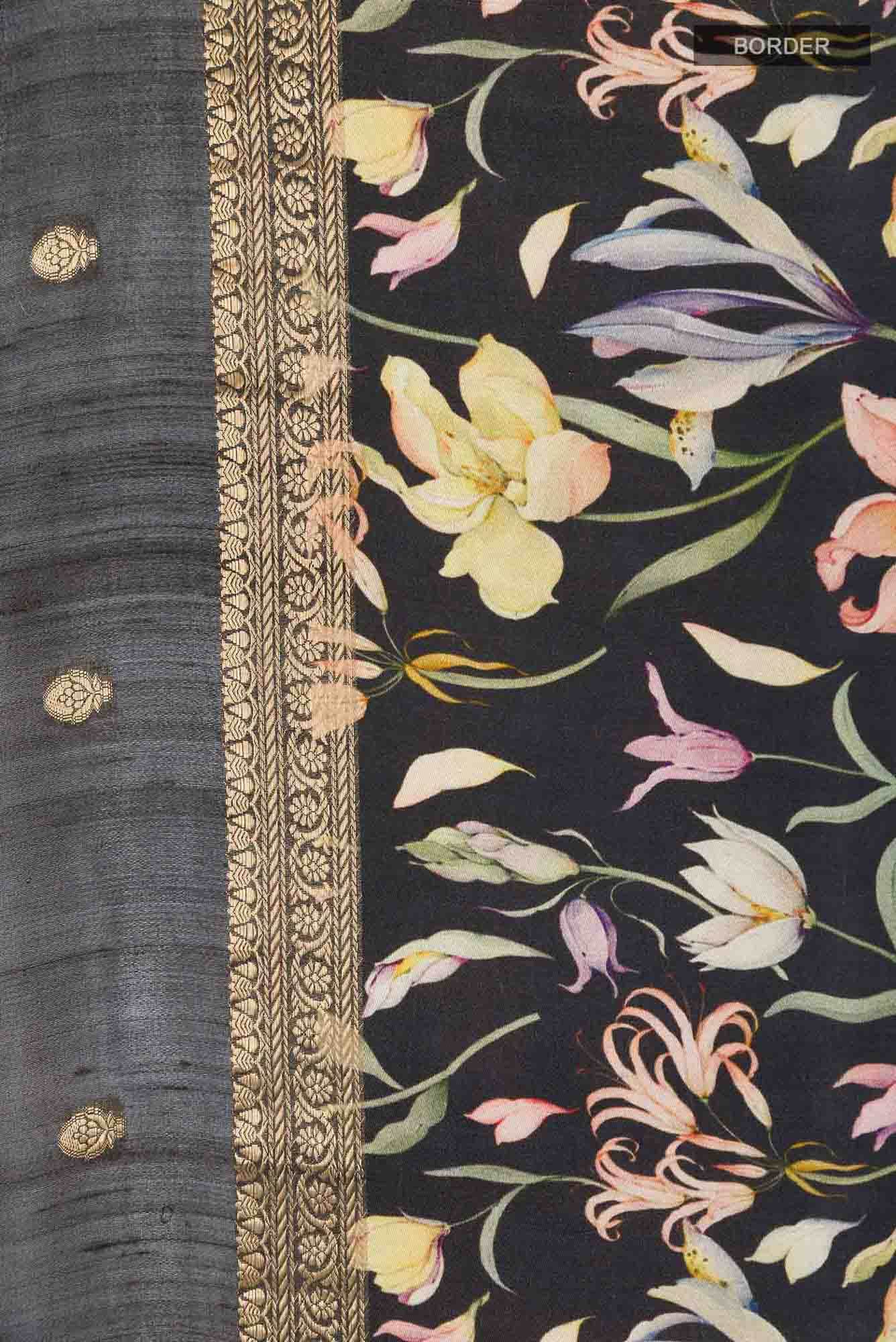 Black Tussar Saree