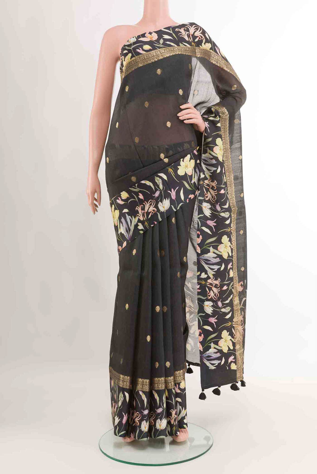 Black Tussar Saree