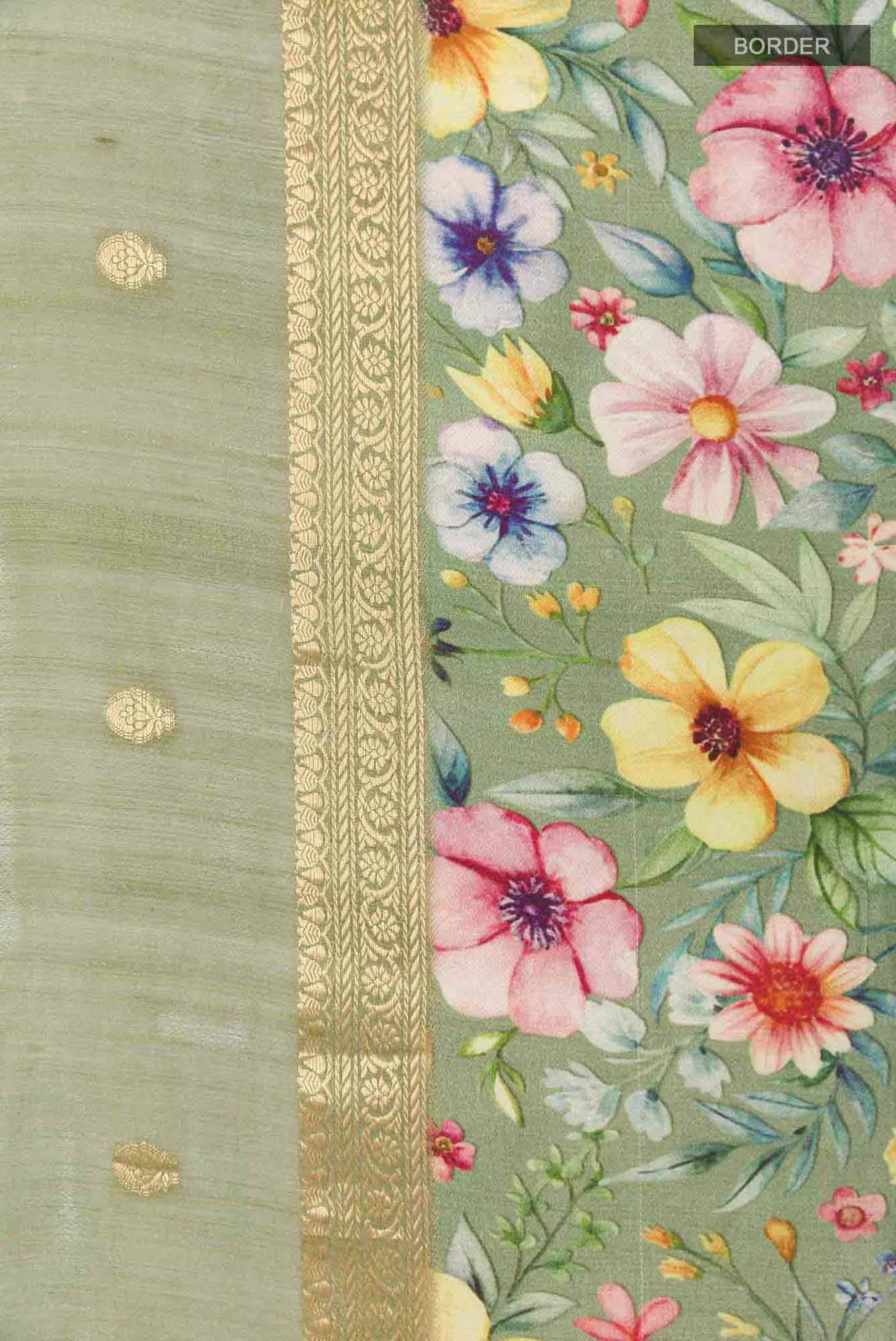 Pista Green Tussar Saree