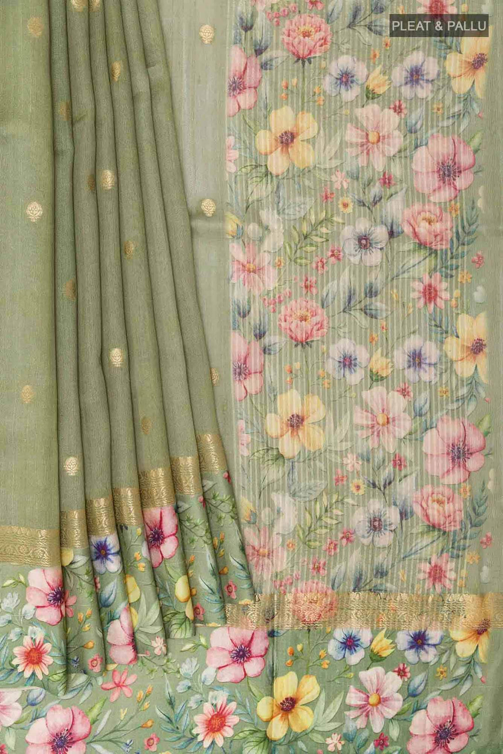 Pista Green Tussar Saree