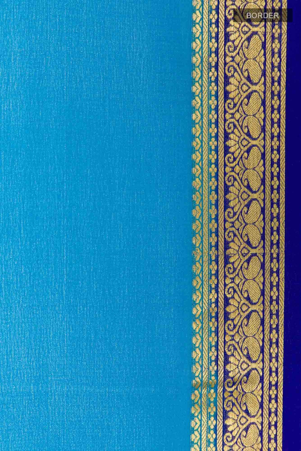 Blue Mysore Crepe Saree