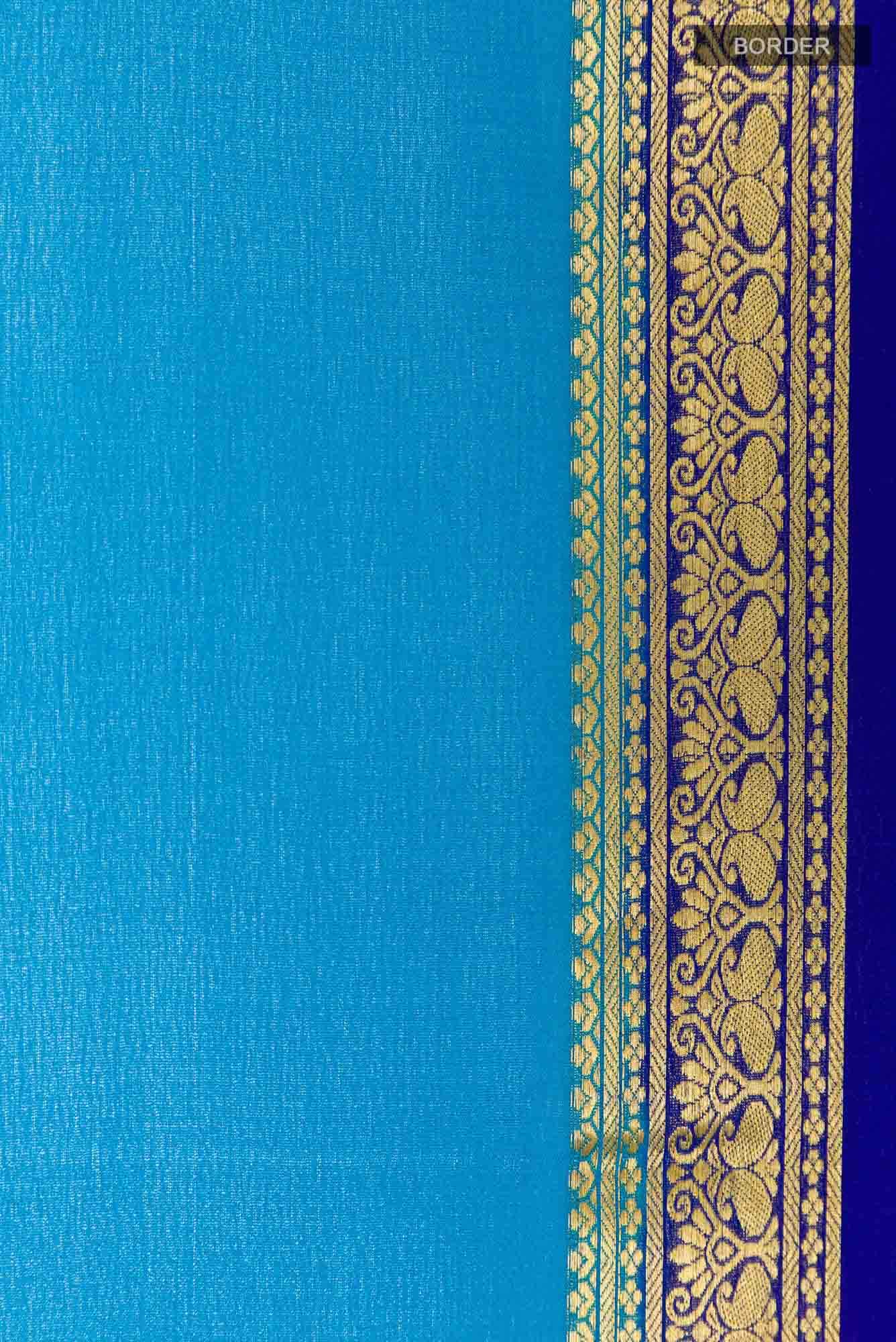 Blue Mysore Crepe Saree