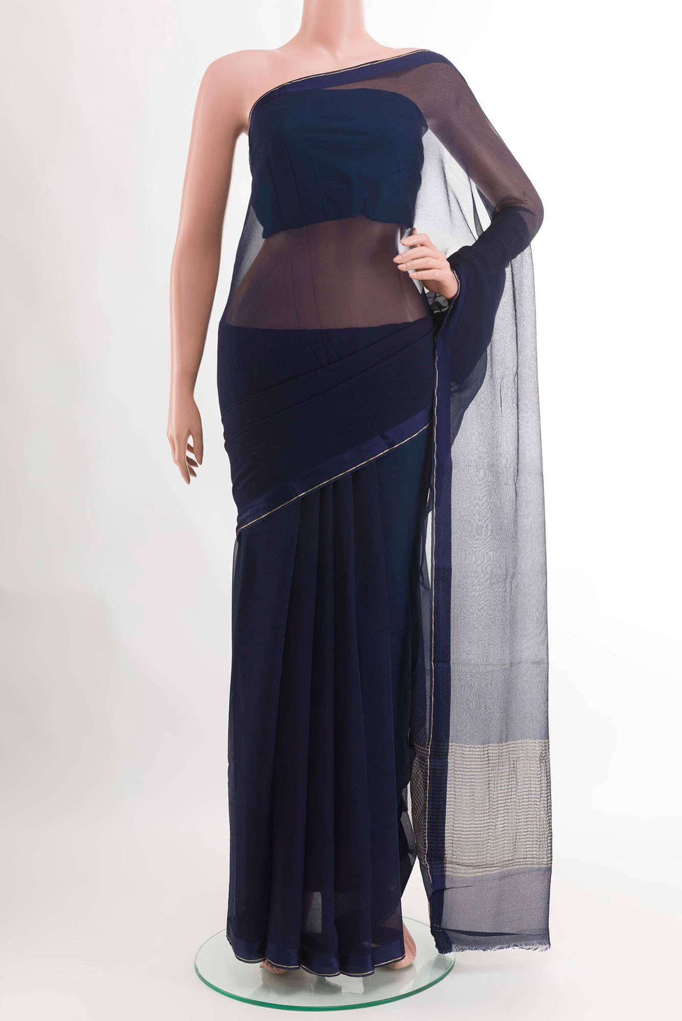 Navy Blue Chiffon Saree