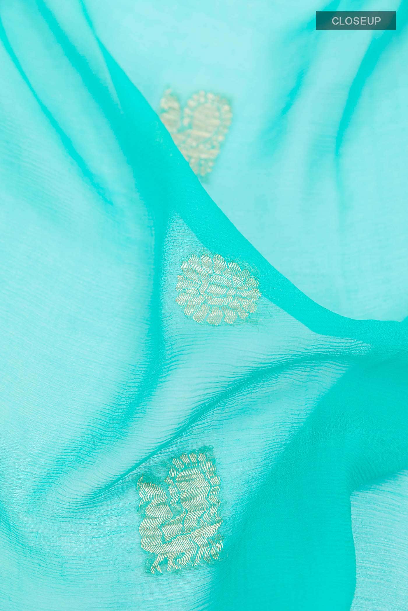 Turquoise Mysore Chiffon Saree