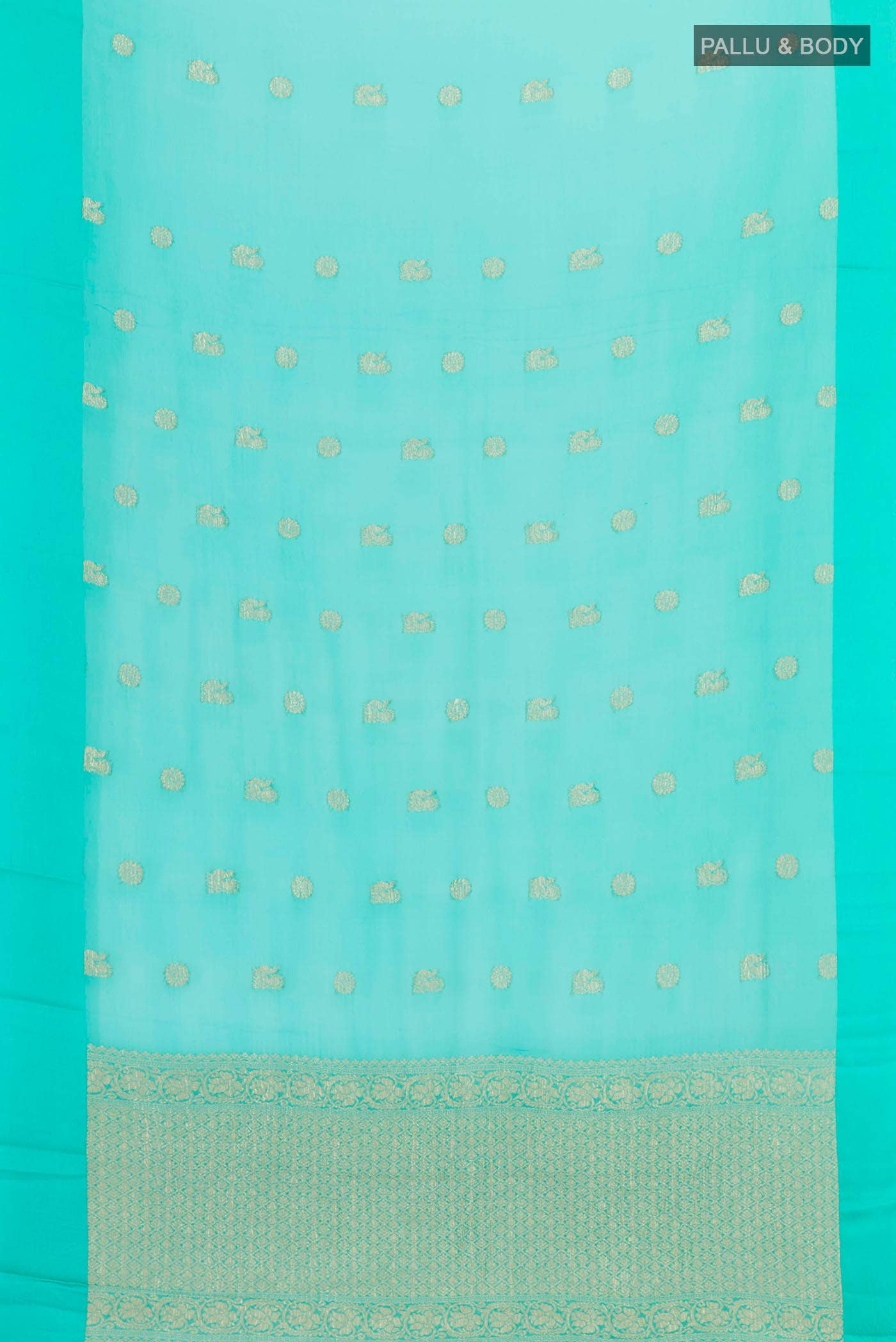 Turquoise Mysore Chiffon Saree