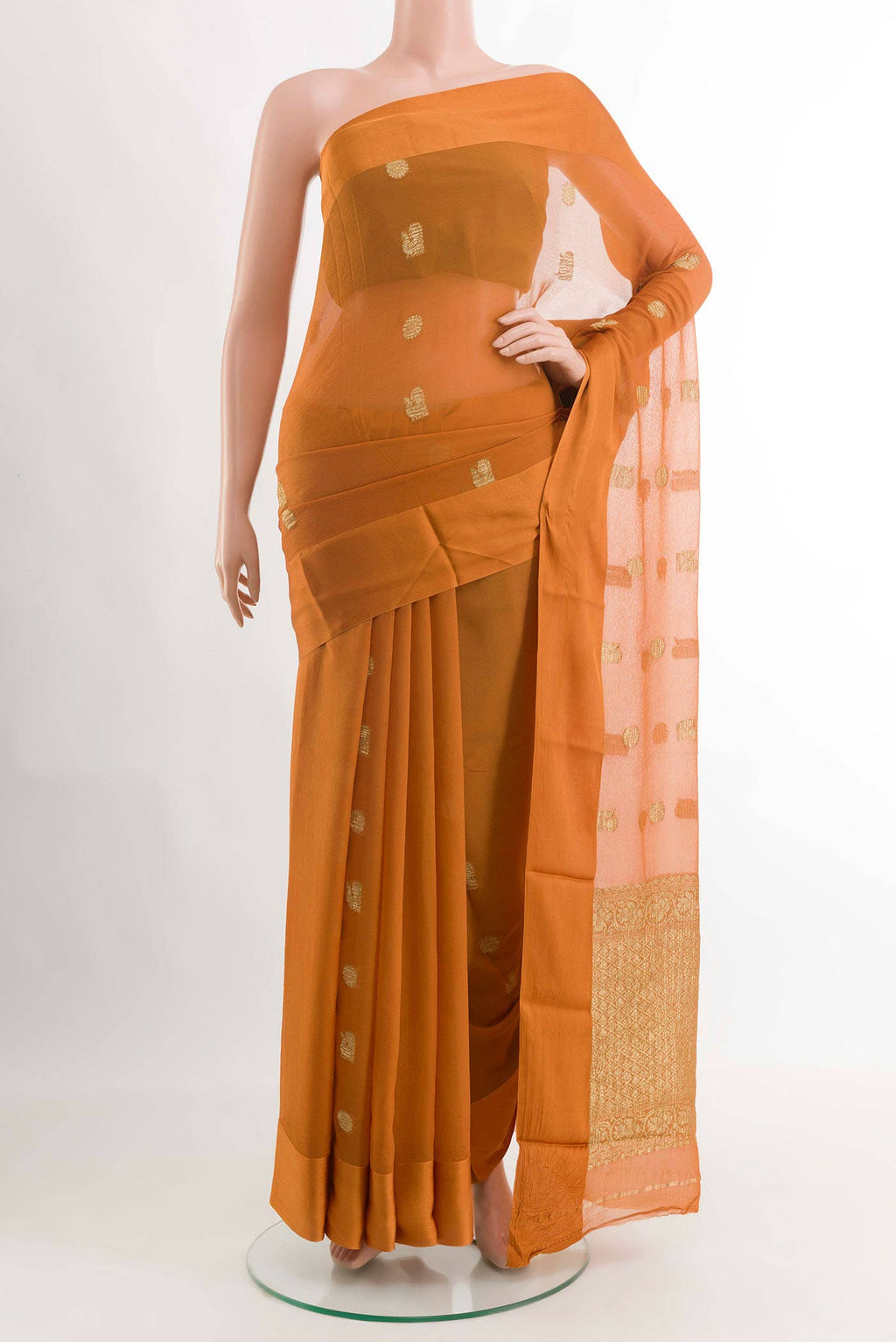 Orange Mysore Chiffon Saree