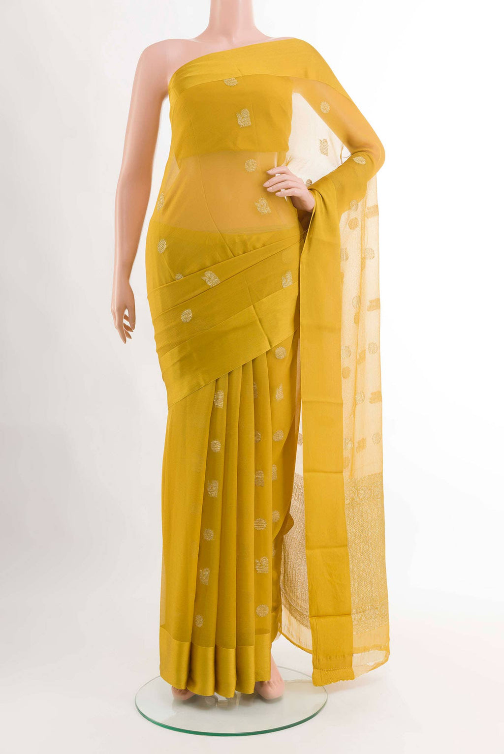 Yellow Mysore Chiffon Saree