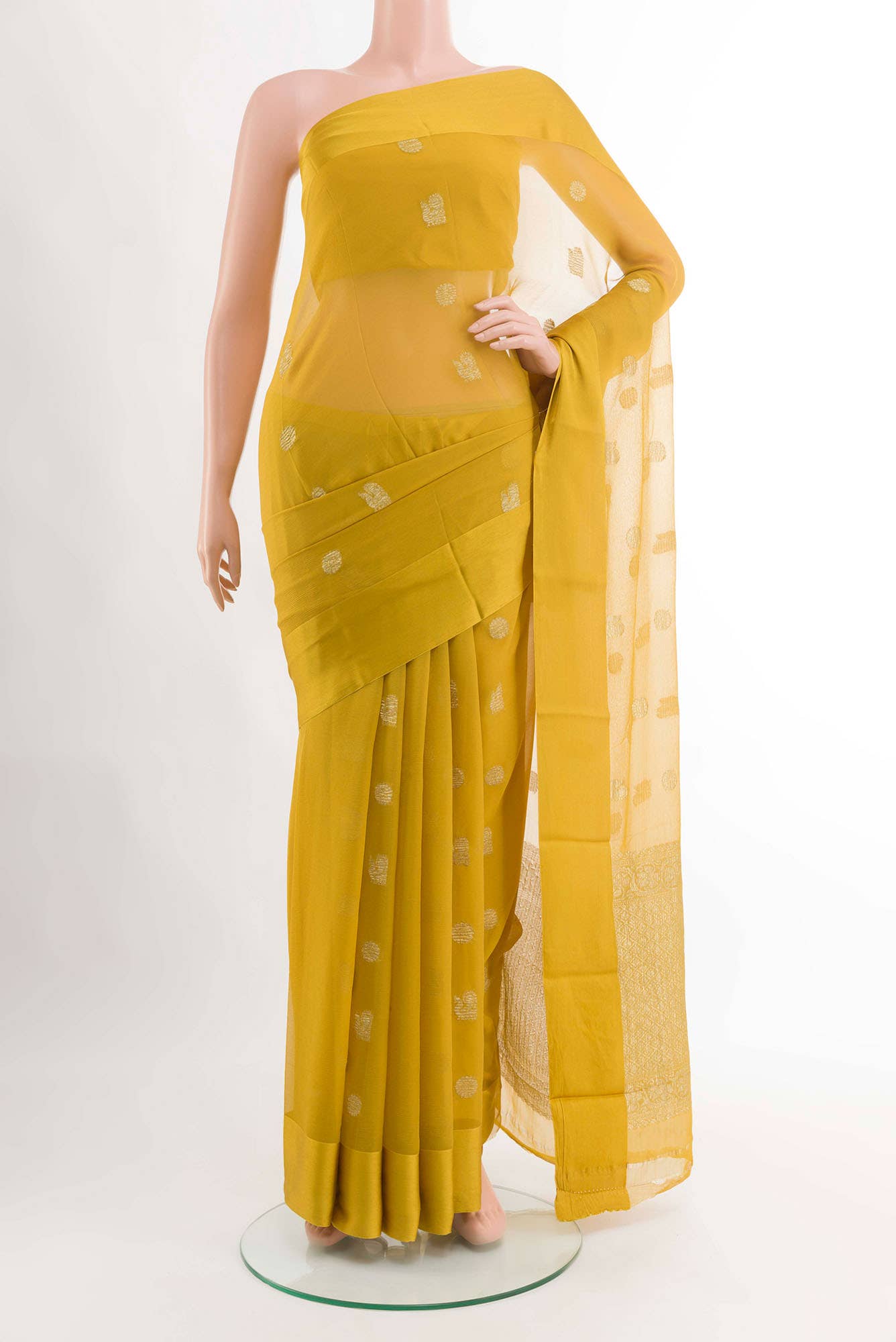 Yellow Mysore Chiffon Saree