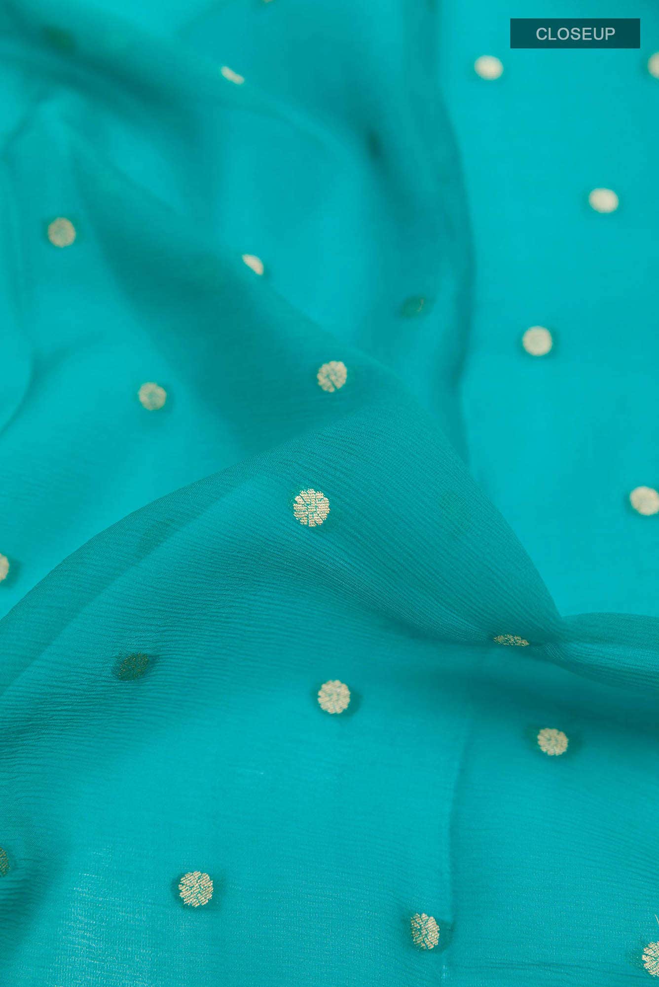 Turquoise Chiffon Saree