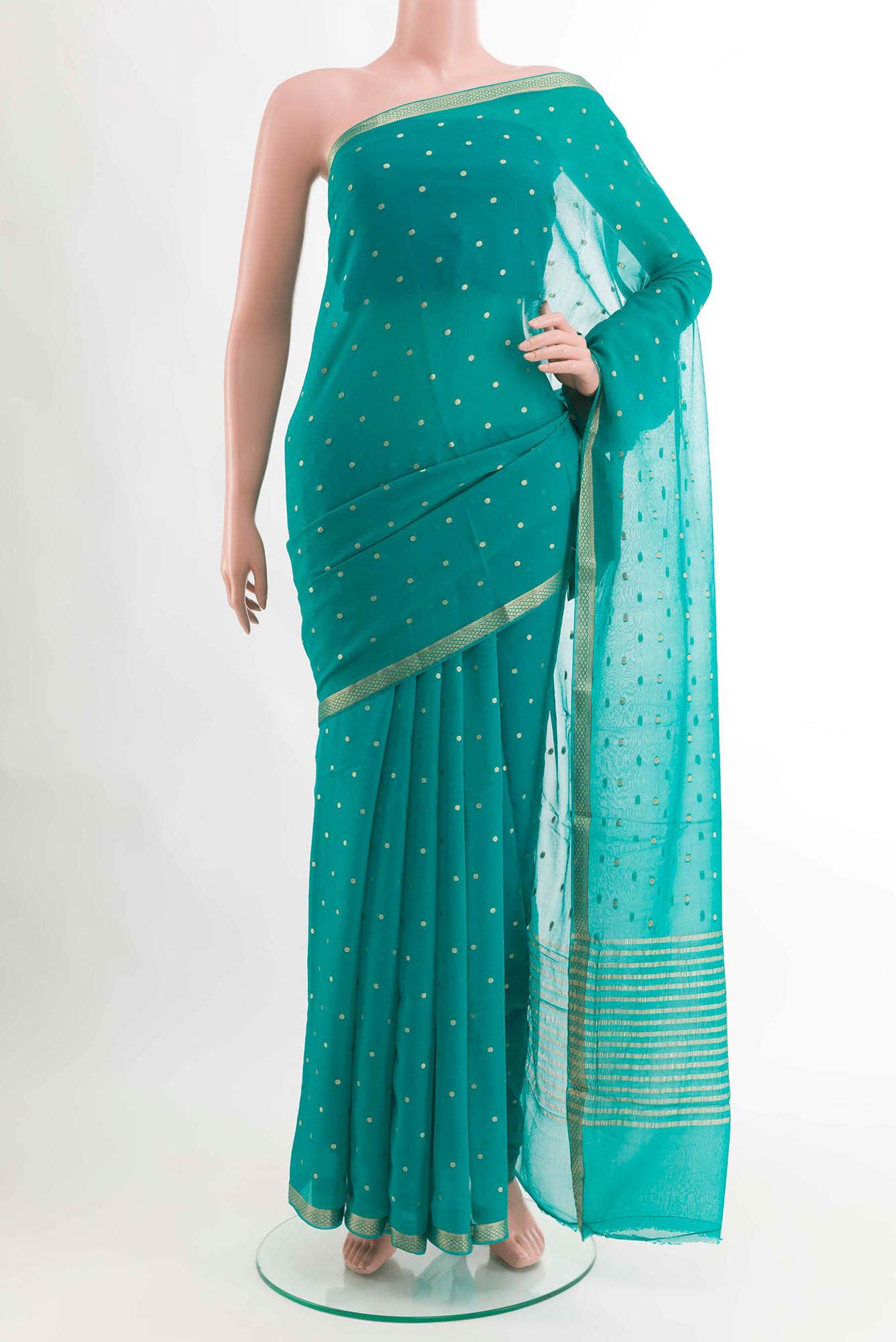Turquoise Chiffon Saree
