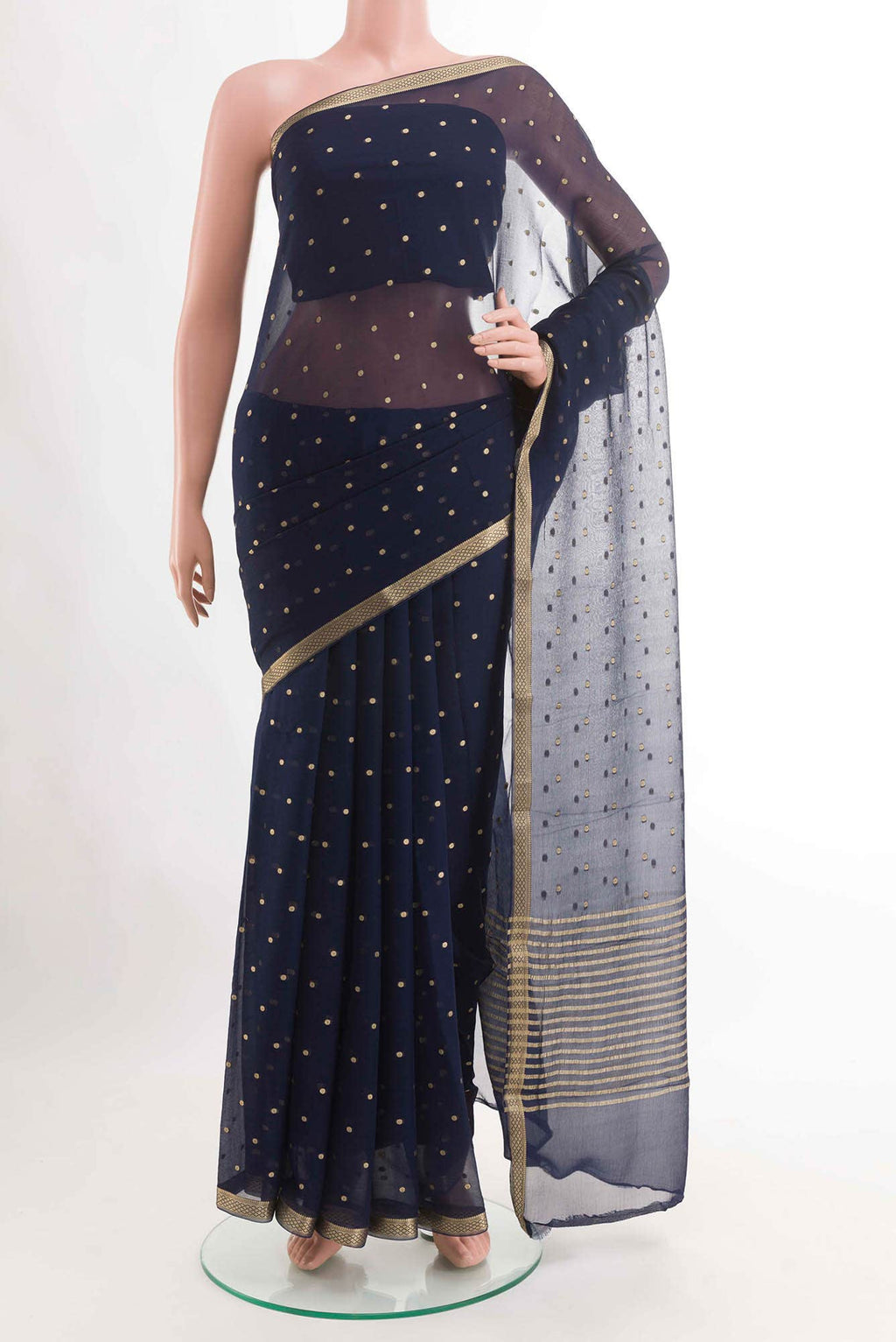 Dark Blue Chiffon Saree