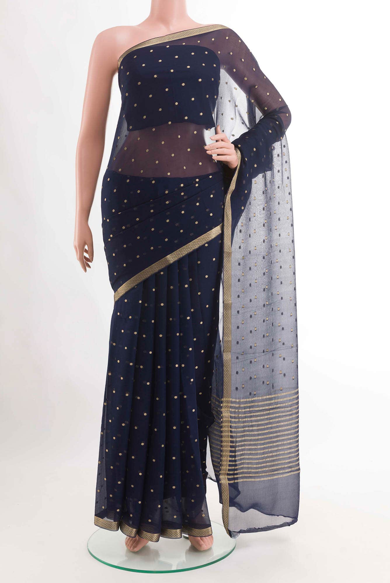 Dark Blue Chiffon Saree