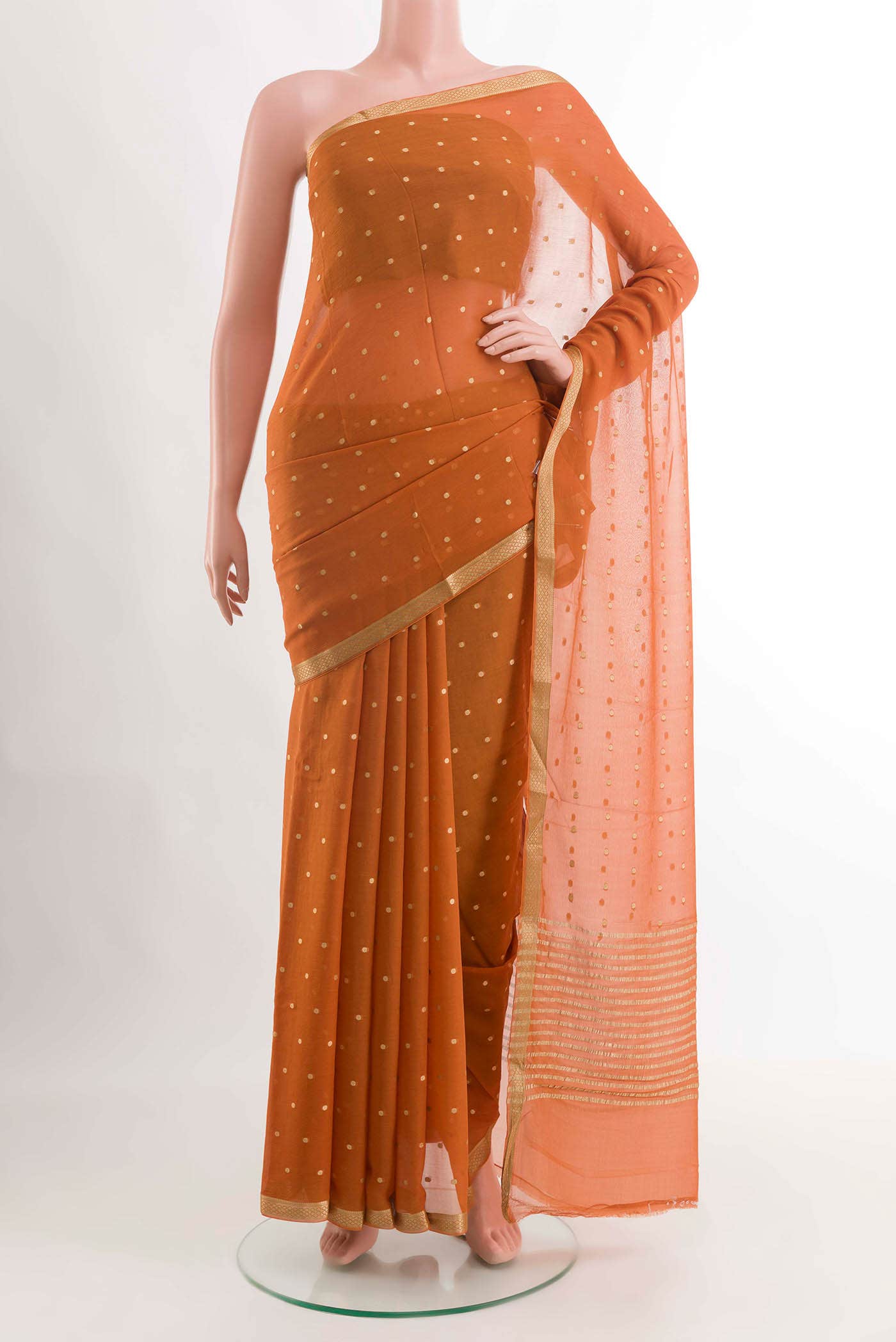 Orange Mysore Chiffon Saree
