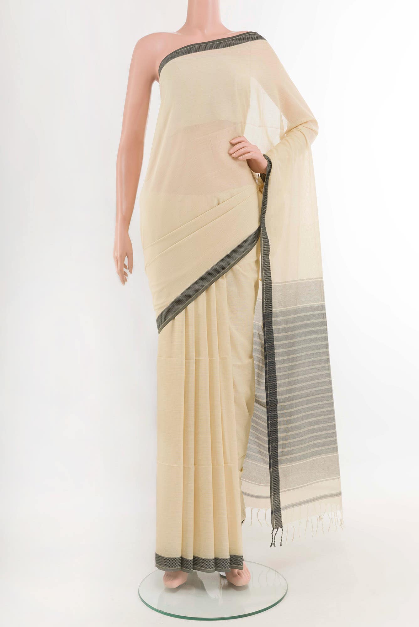Beige Cotton Saree