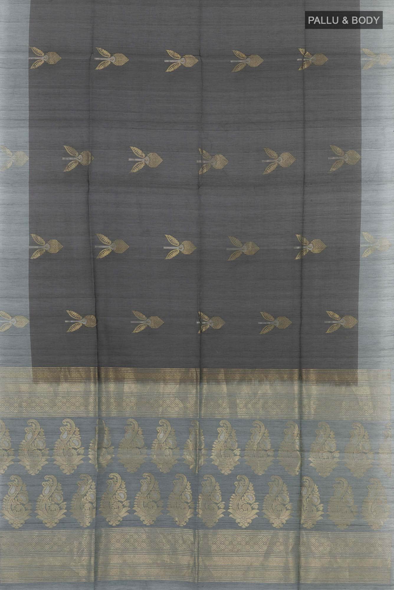 Black Blended Kora Cotton Saree