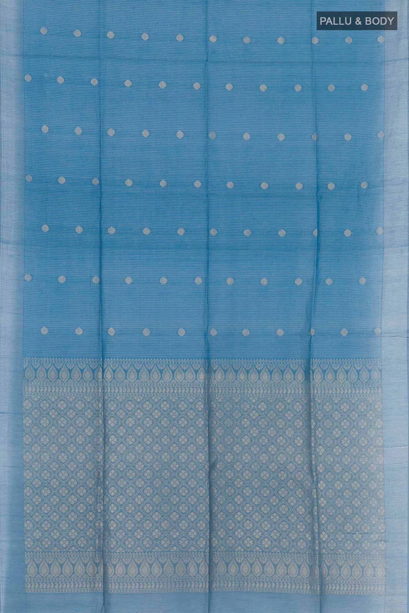 Blue Blended Kora Cotton Saree