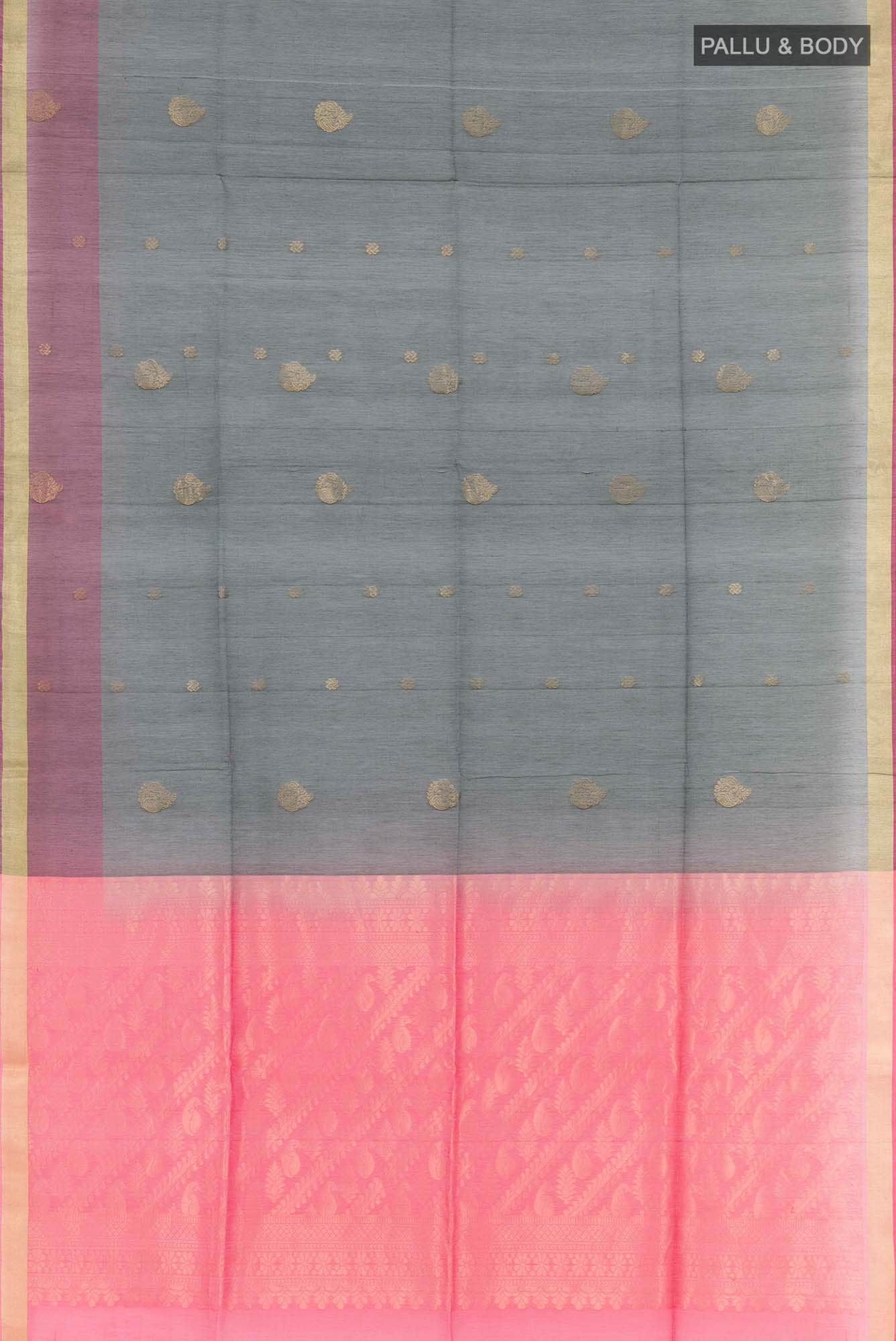 Grey Blended Kora Cotton Saree