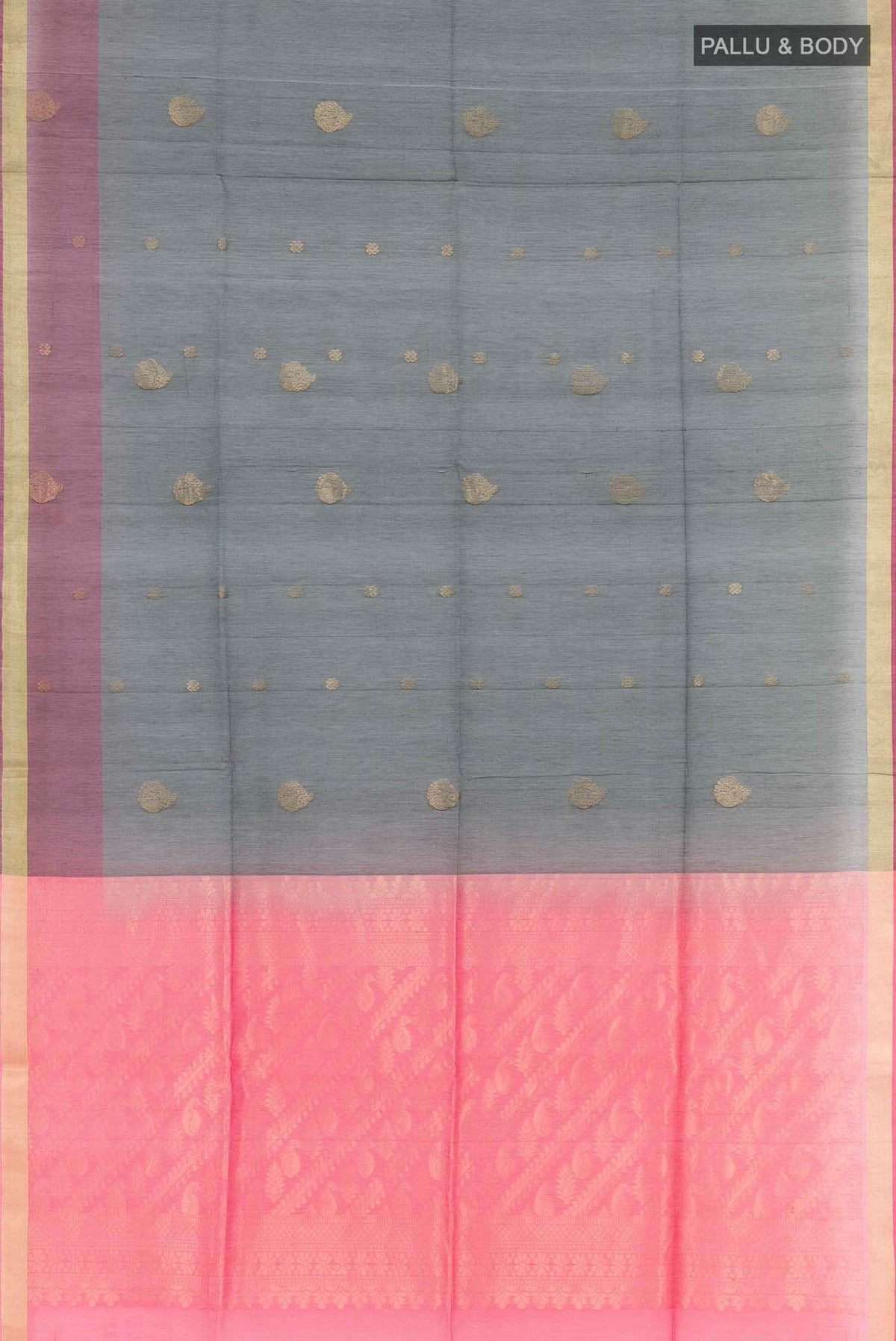 Grey Blended Kora Cotton Saree