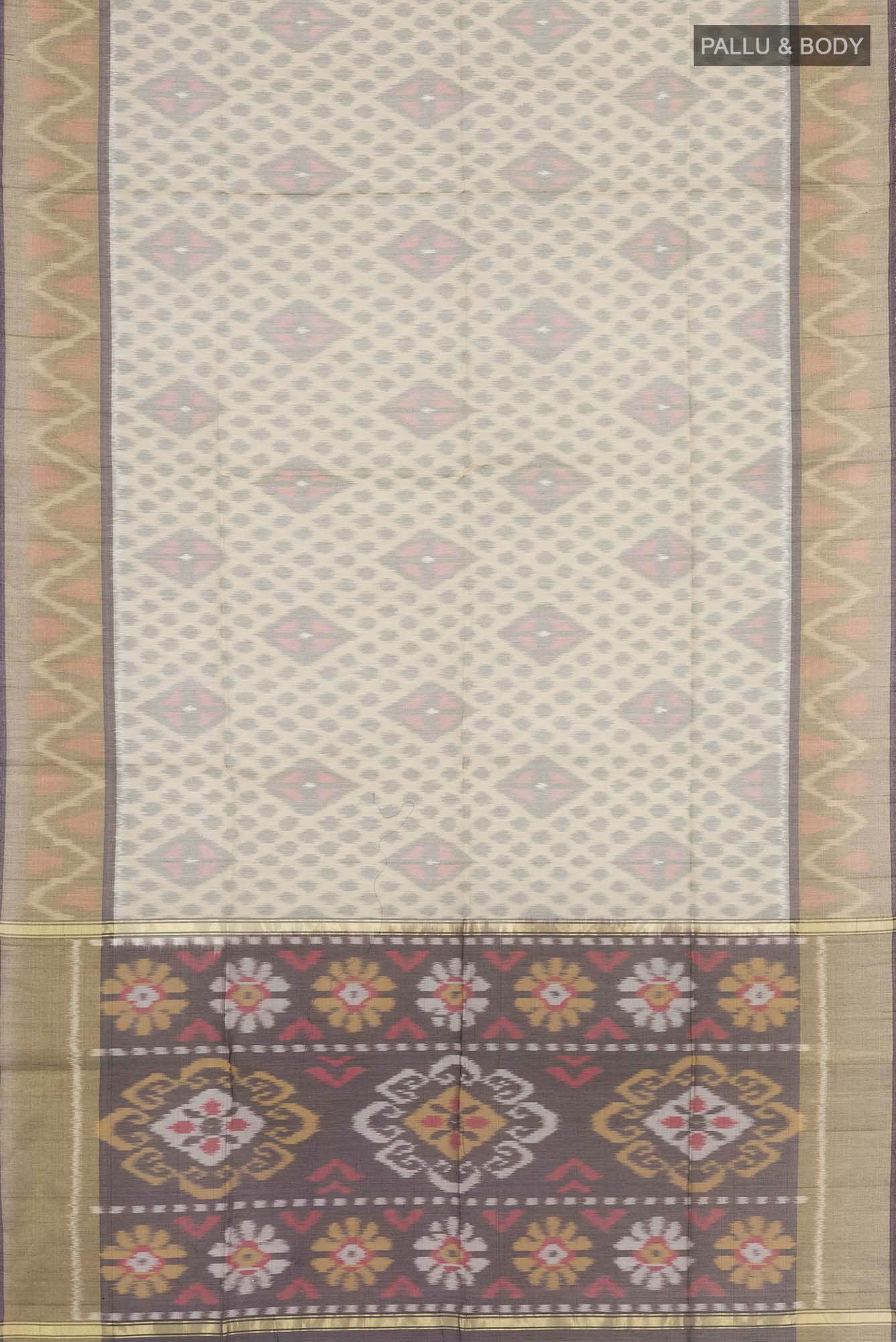Beige Blended Kora Cotton Saree