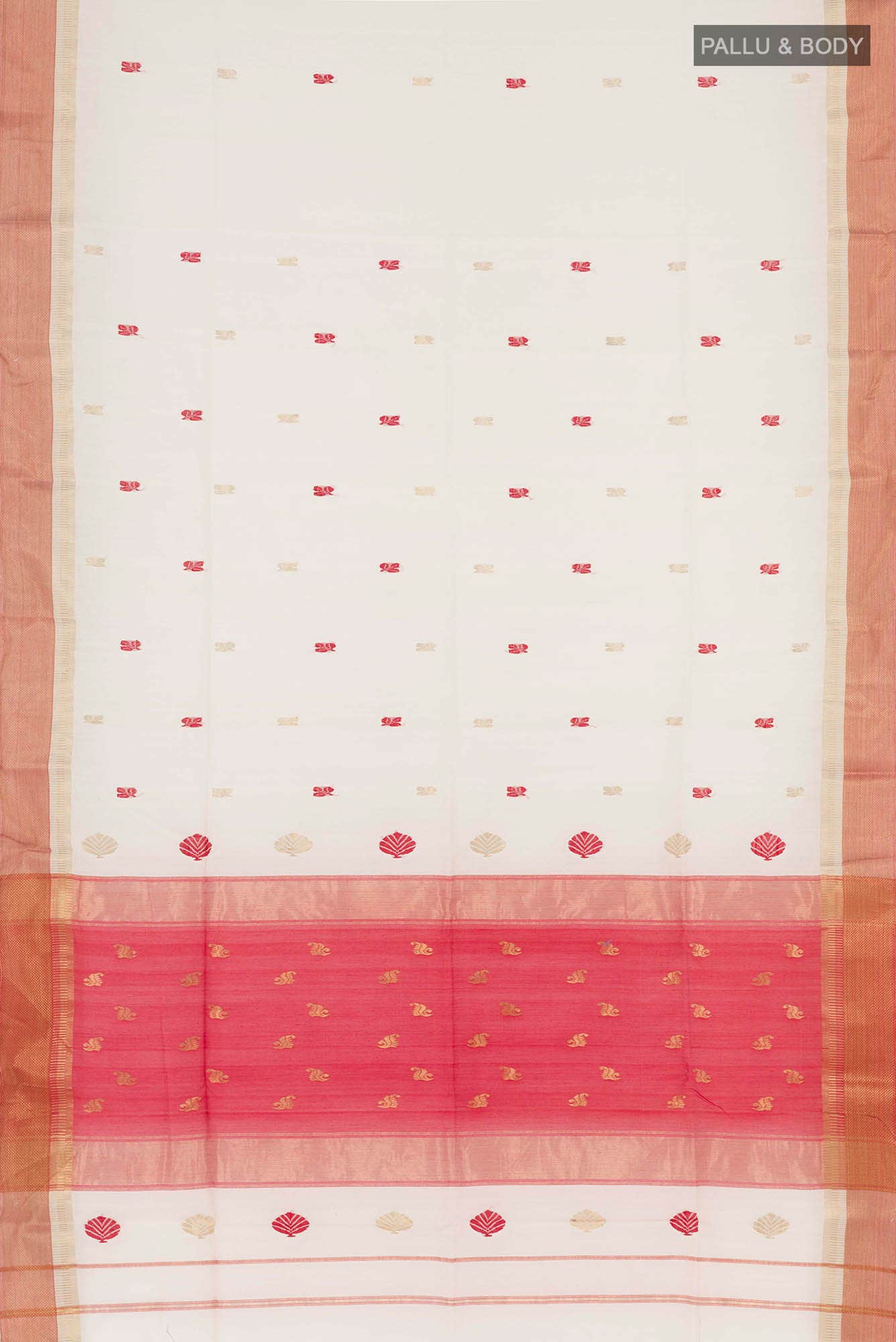 Off White Blended Maheshwari Silk Cotton Saree