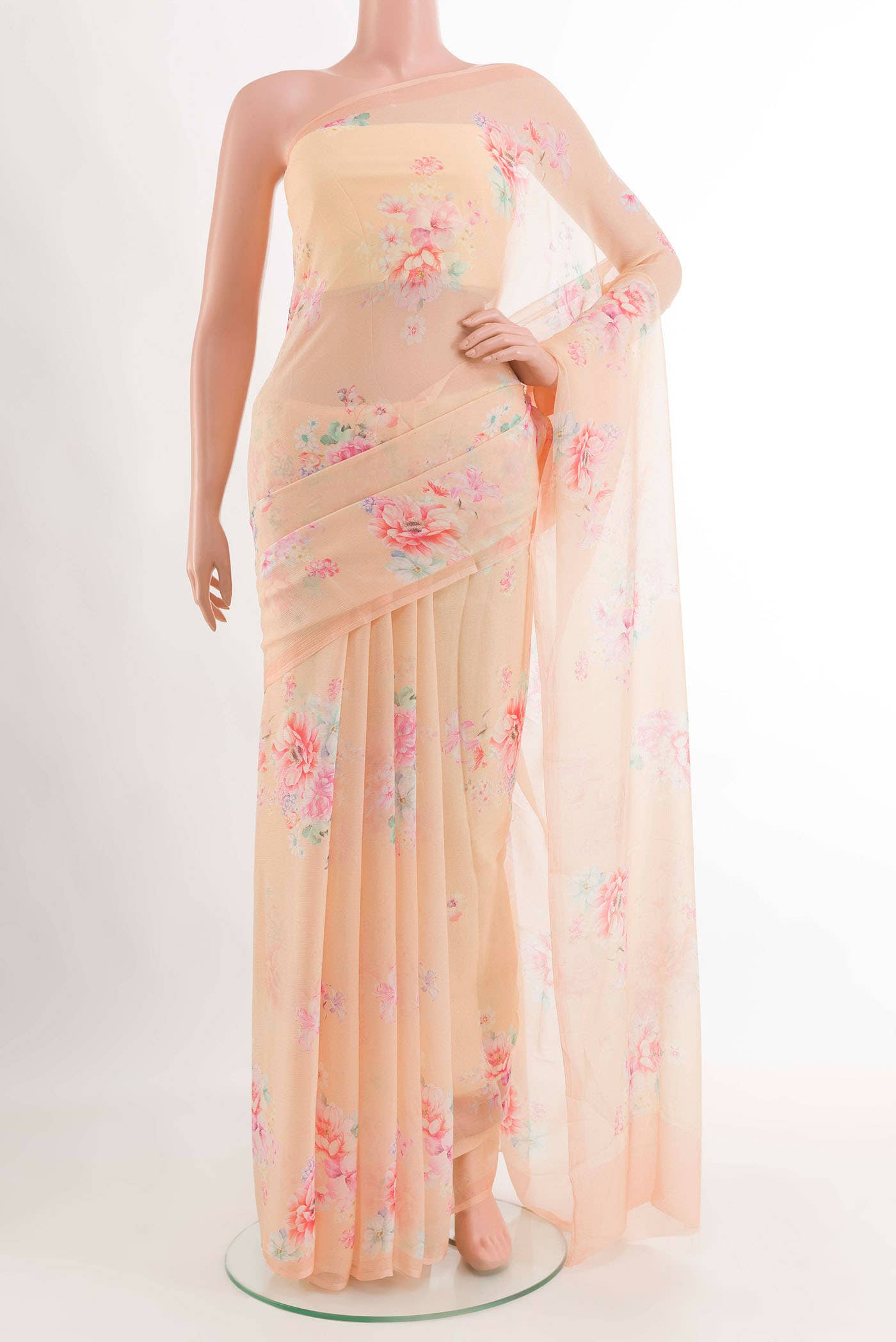 Peach Chiffon Saree