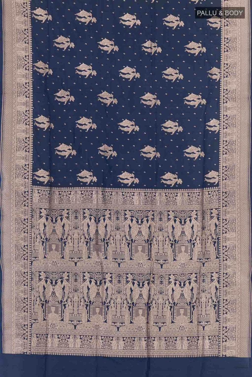 Dark Blue Banarasi Silk Saree
