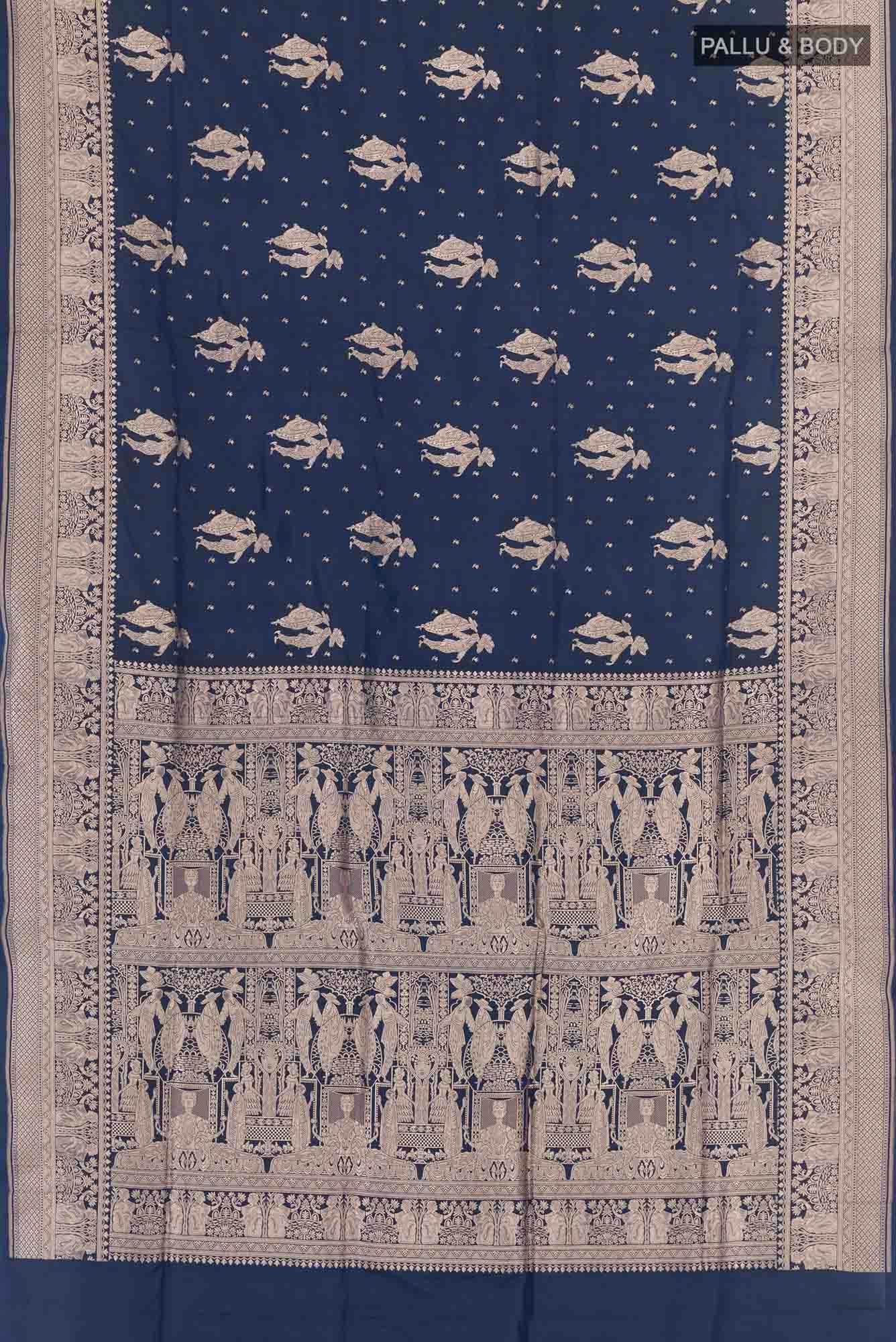 Dark Blue Banarasi Silk Saree
