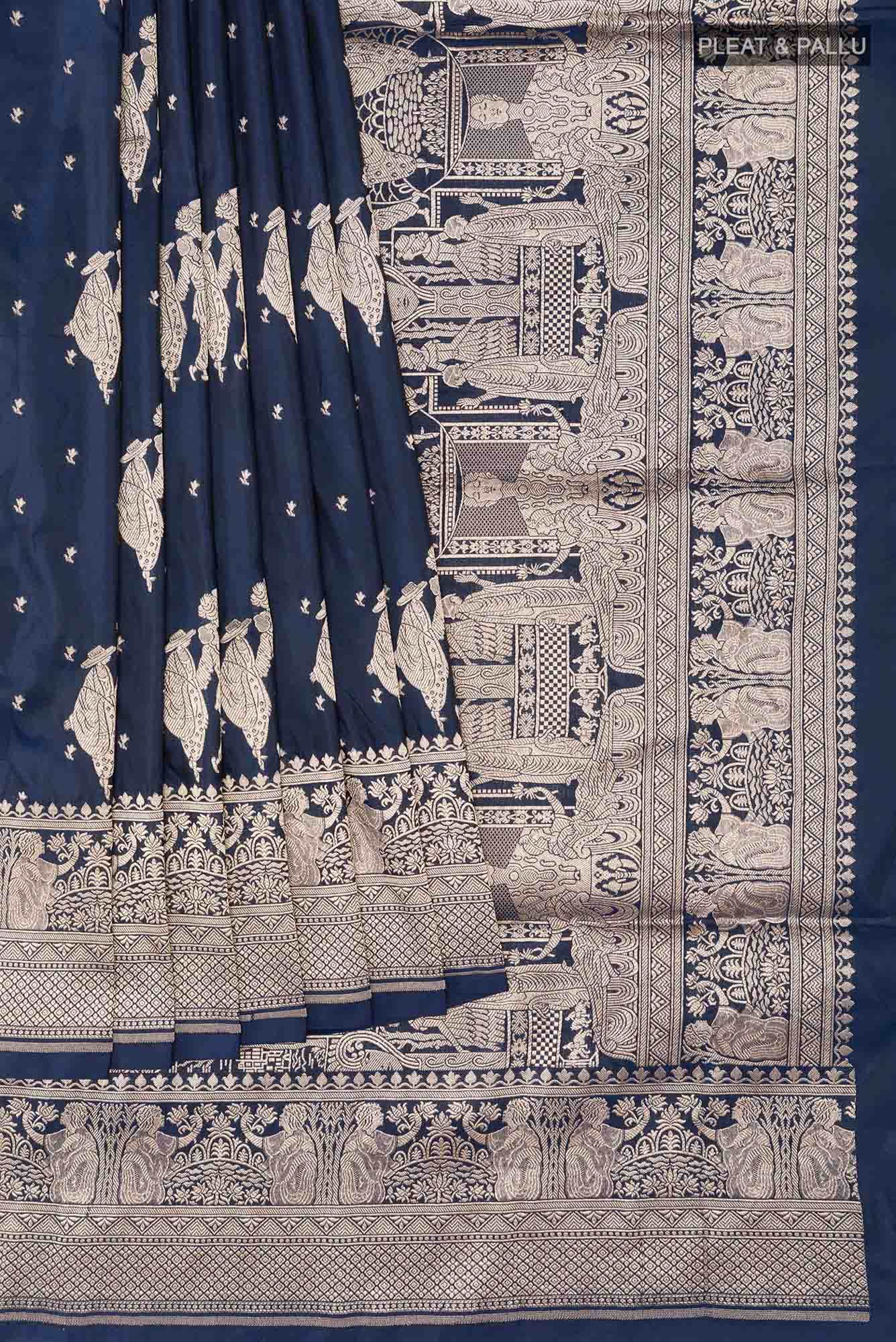 Dark Blue Banarasi Silk Saree