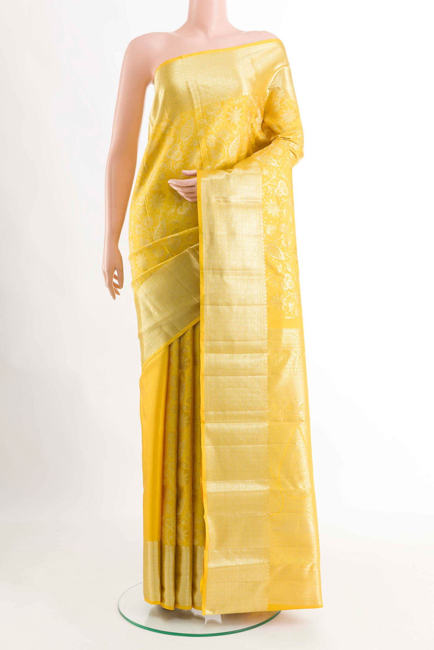Yellow Kanchipuram Silk Saree