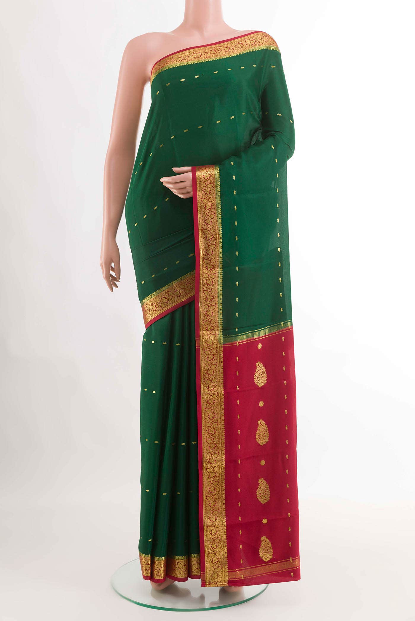 Green Crepe Saree